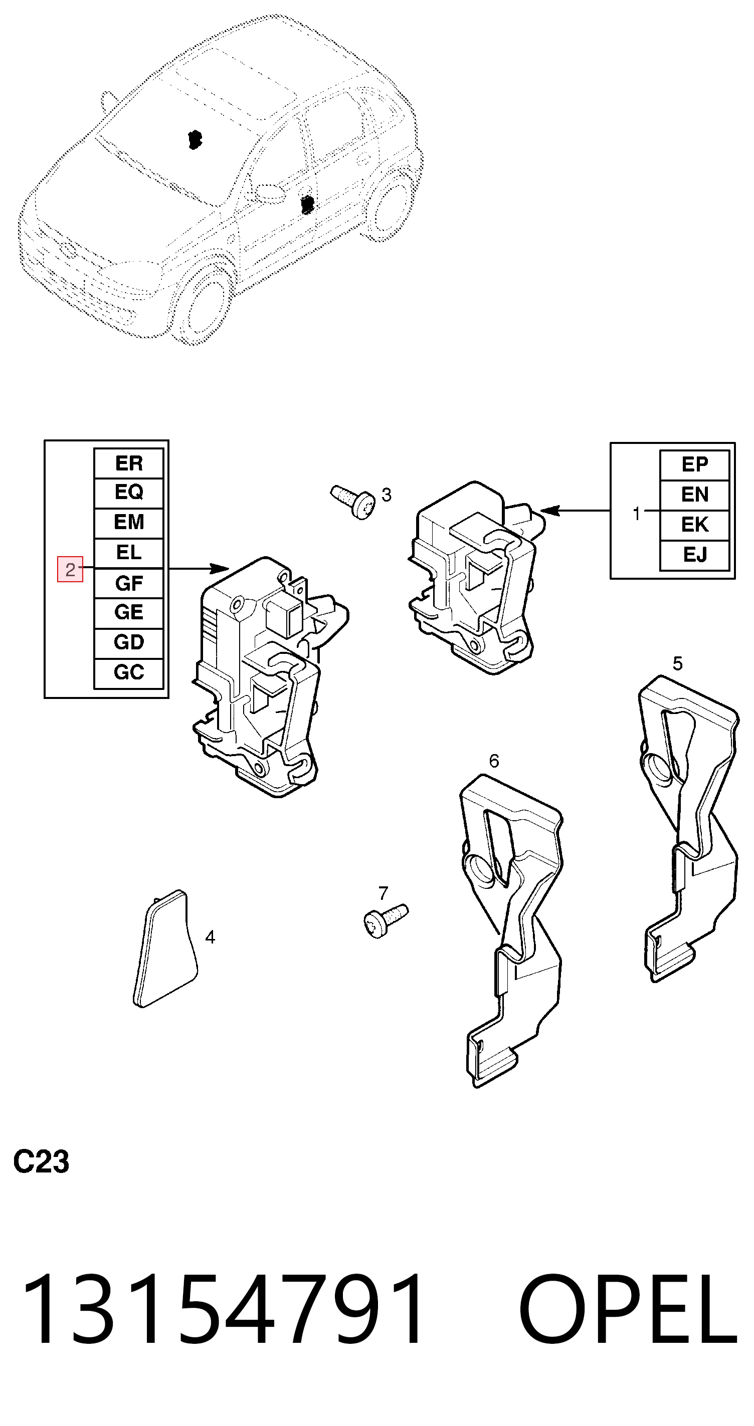 Zamek drzwi przednich lewych do Opel Corsa C F08, F68