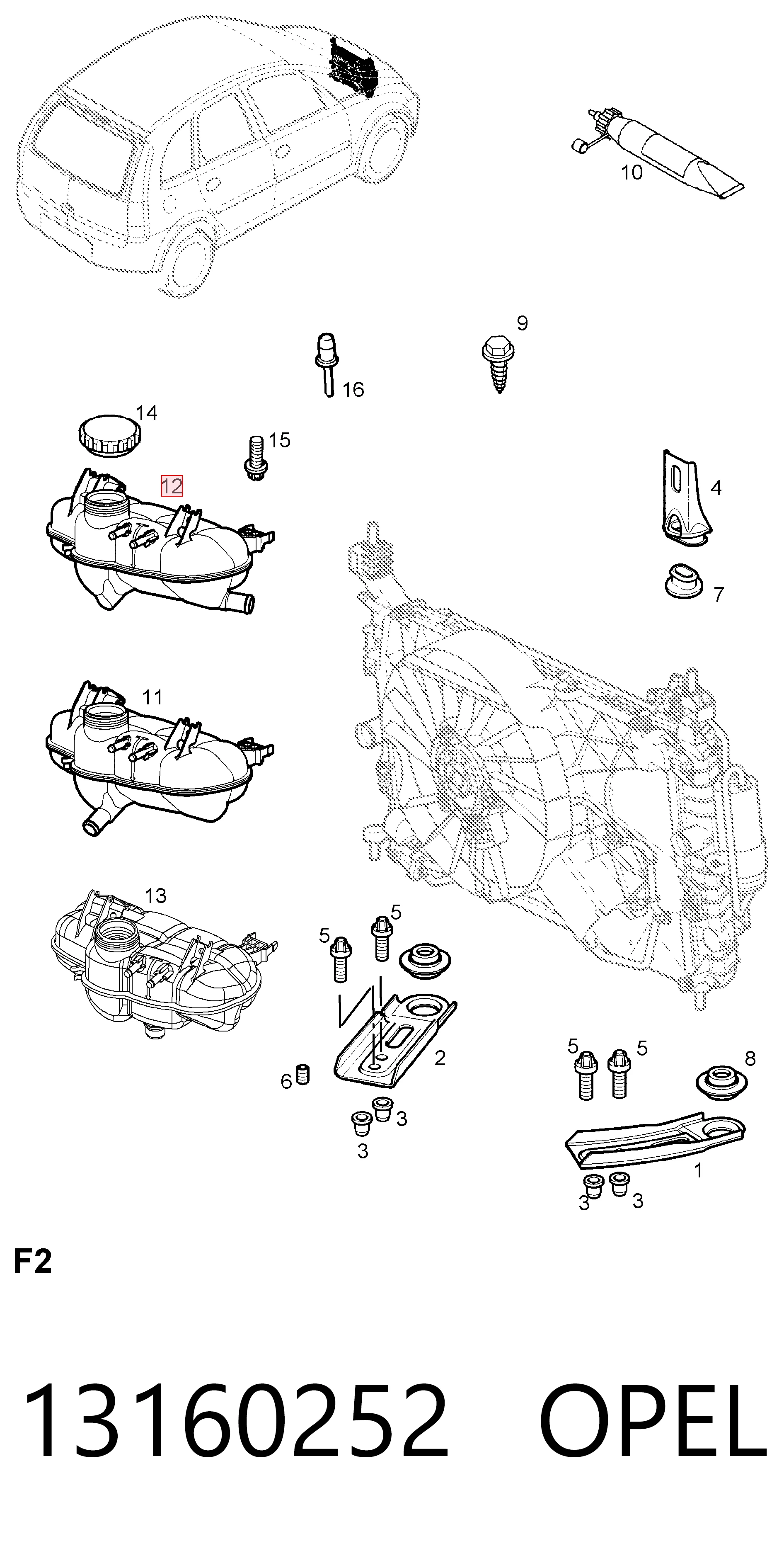 13160252 Opel Zbiorniczek wyrównawczy układu chłodzenia