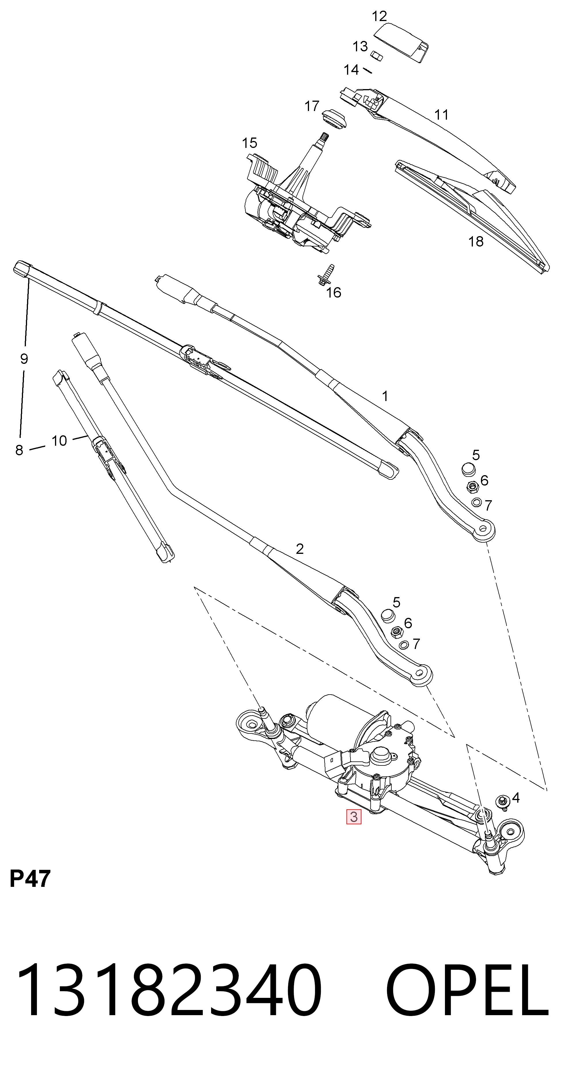 Mechanizm wycieraczek Opel Corsa E hatchback (X15) (2014 - 2026) cena, od 39,73 USD