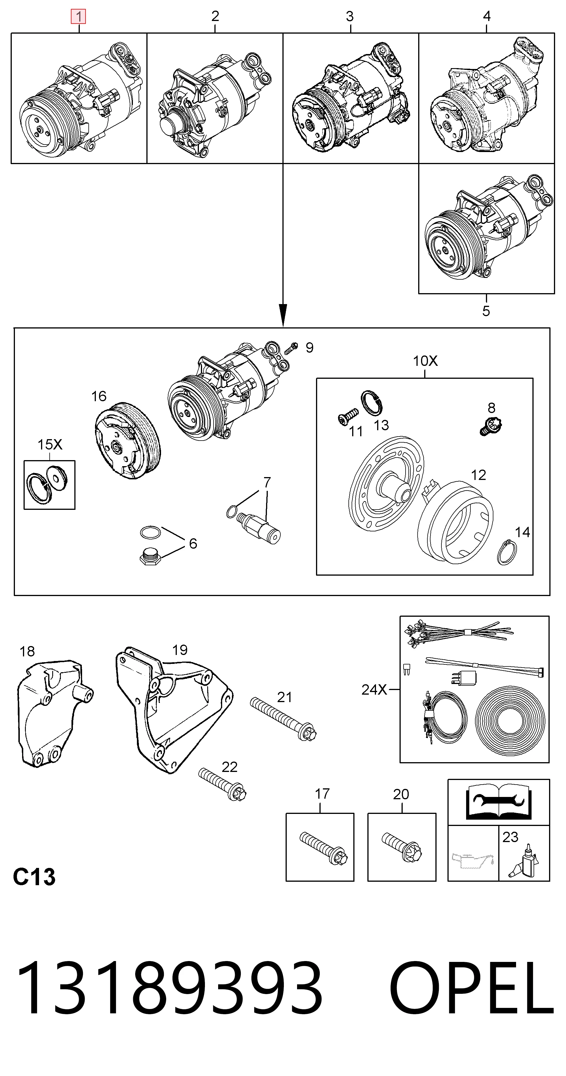 13189393 Opel Sprężarka klimatyzacji
