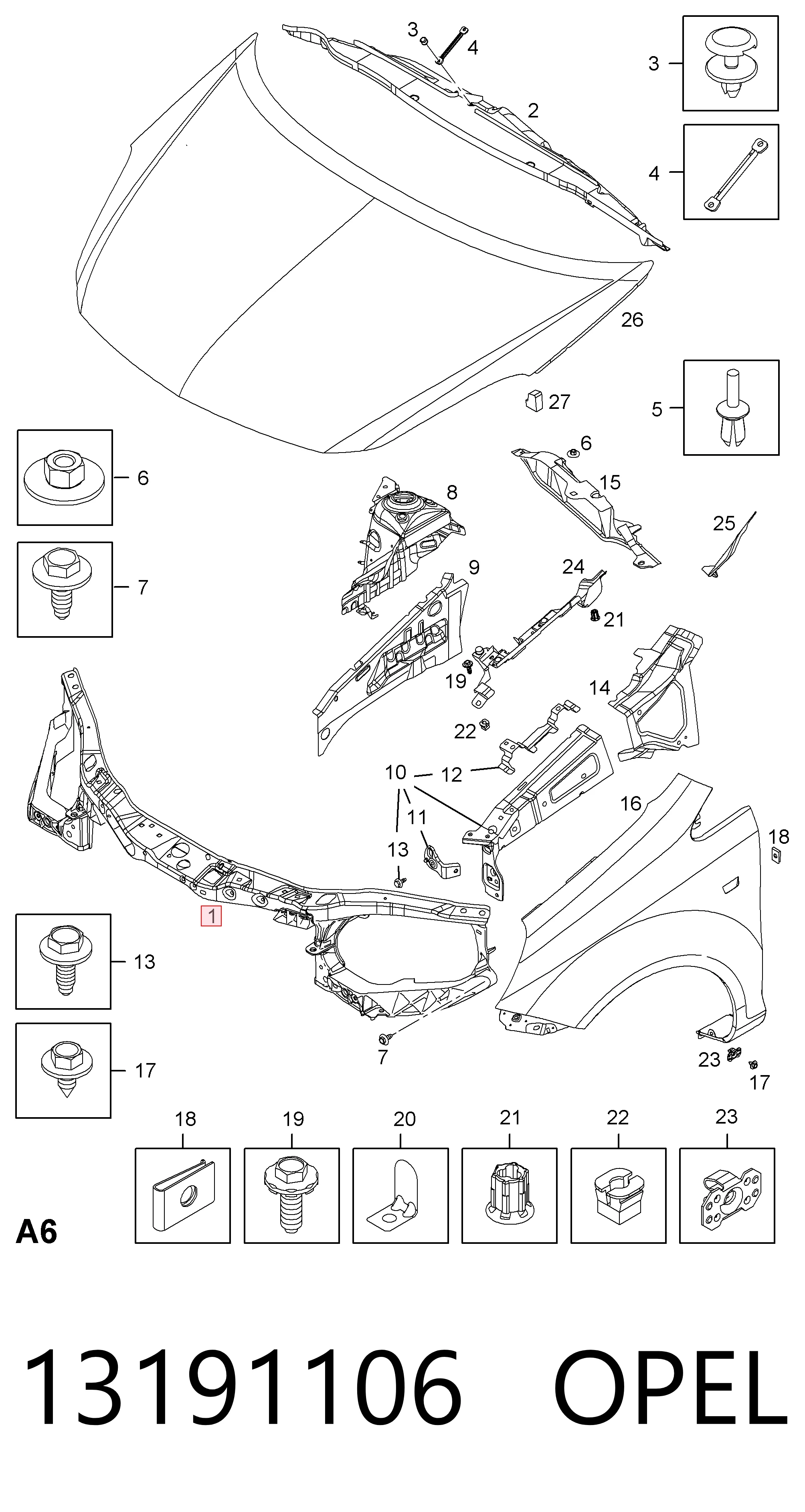 Osłona chłodnicy kompletna (panel mocowania reflektorów) do Opel Corsa D S07