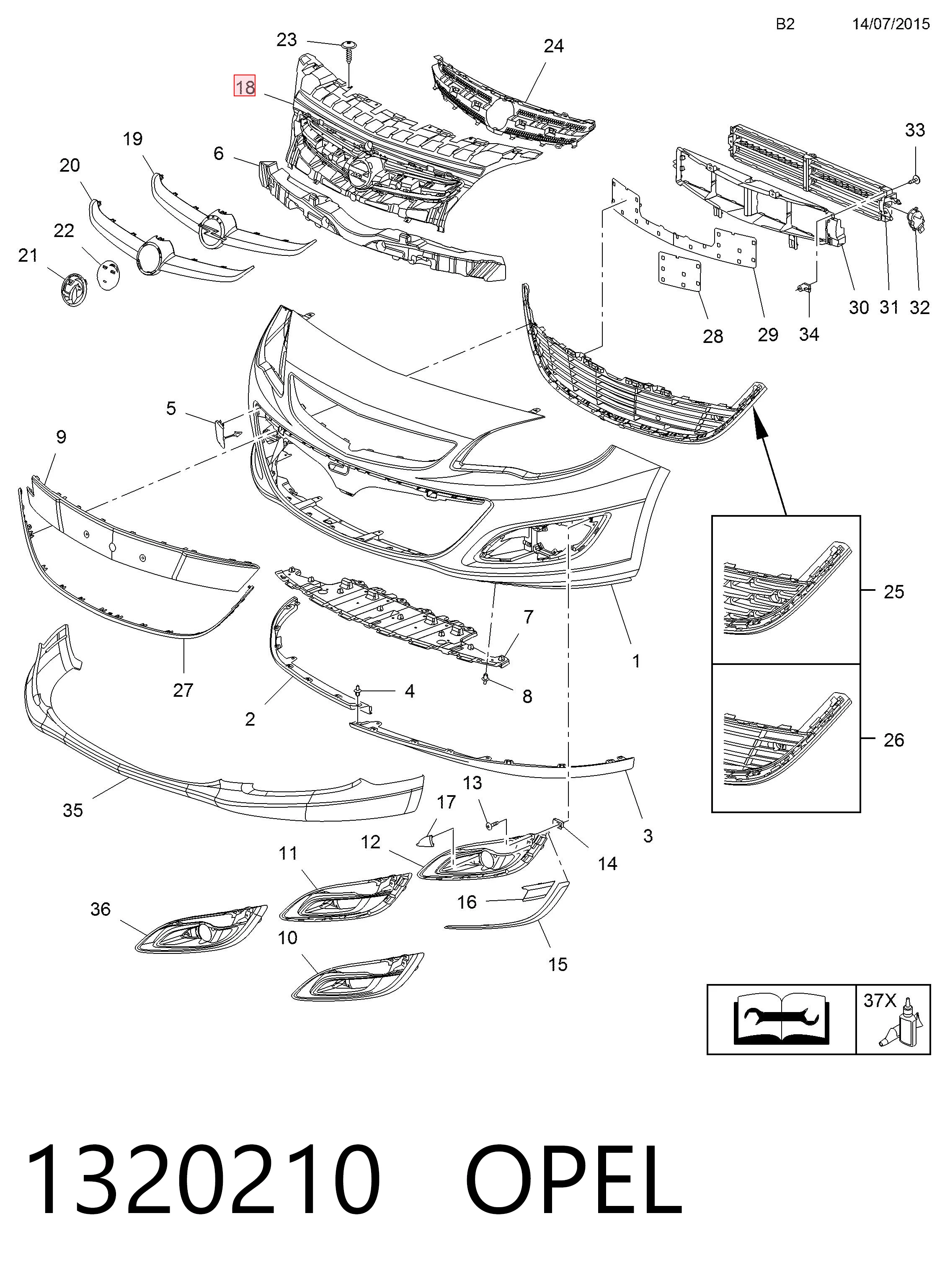 Atrapa chłodnicy do Opel Astra J 69