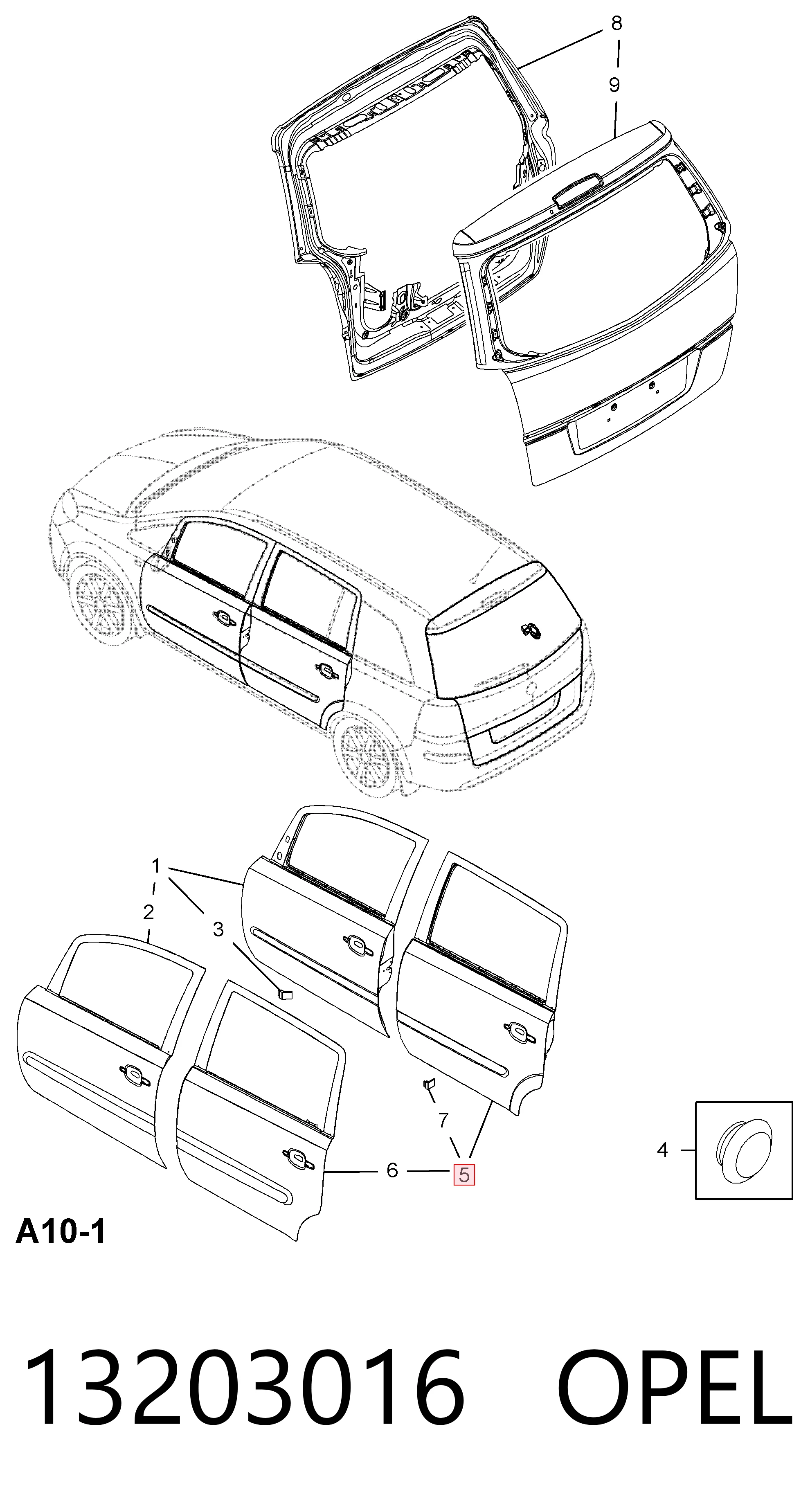 Drzwi tylne prawe do Opel Zafira B A05