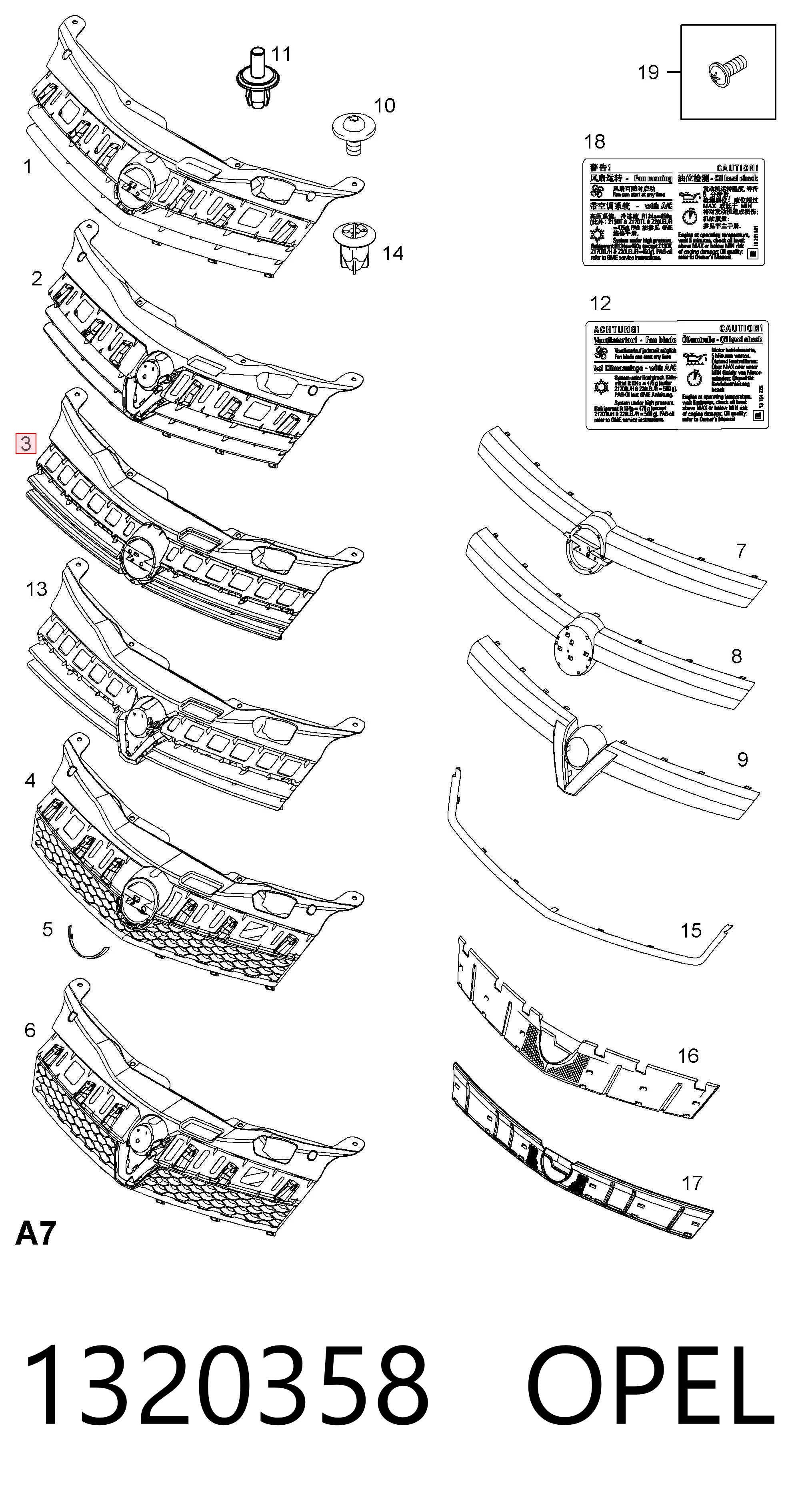 Atrapa chłodnicy do Opel Astra H L35