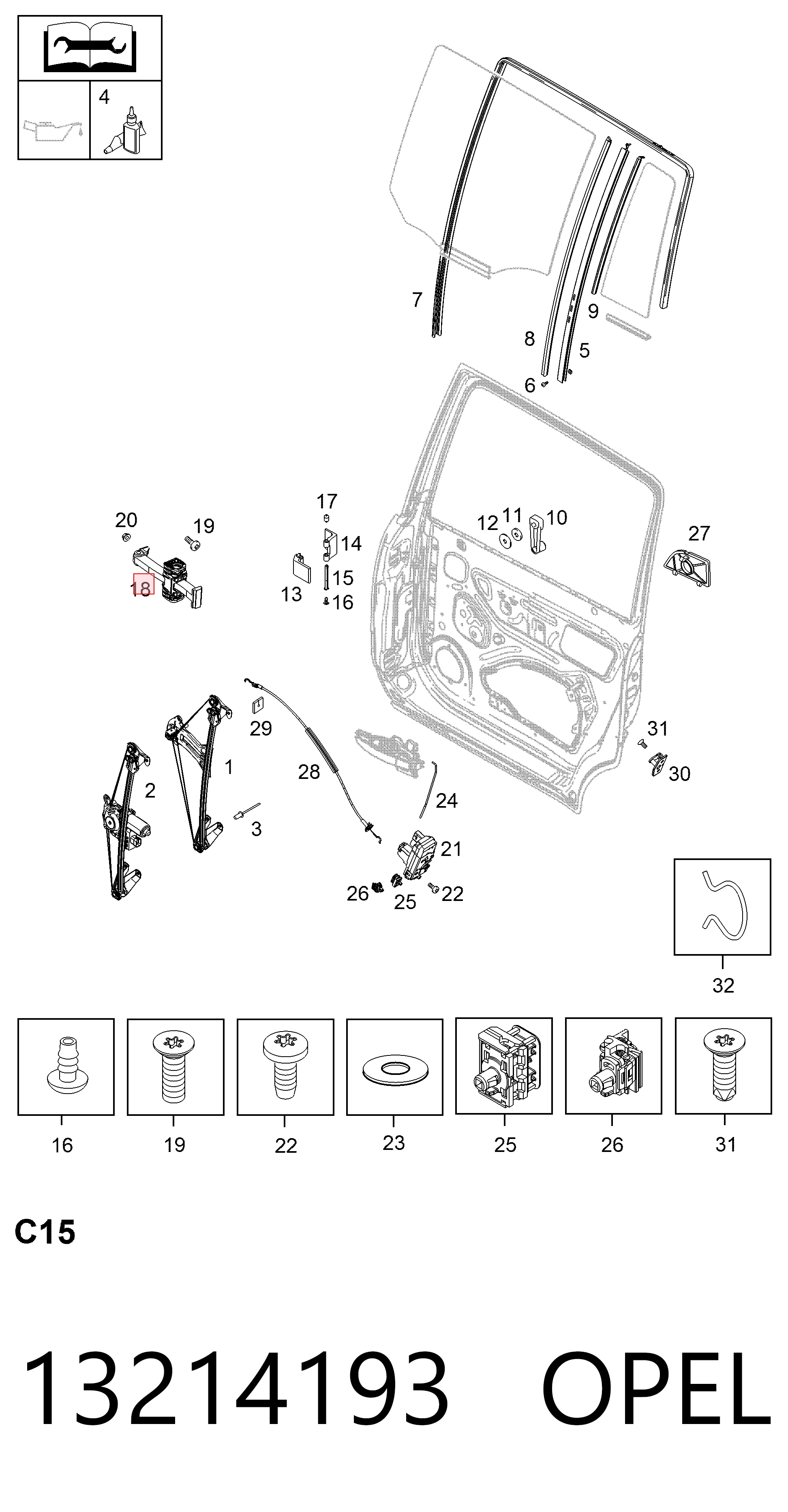 13214193 Opel Ogranicznik drzwi tylny