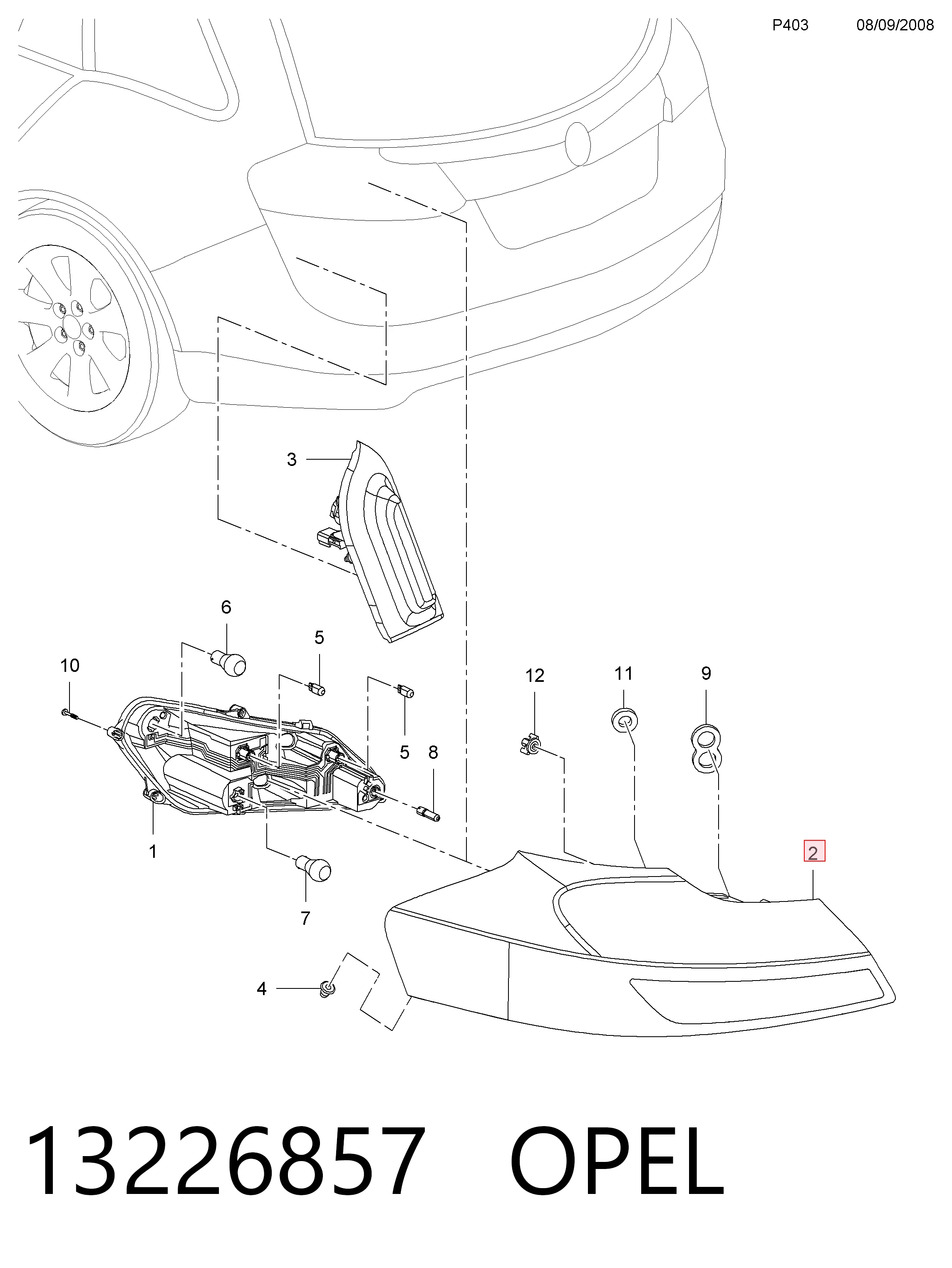 Lampa zespolona tylna prawa Opel Insignia A