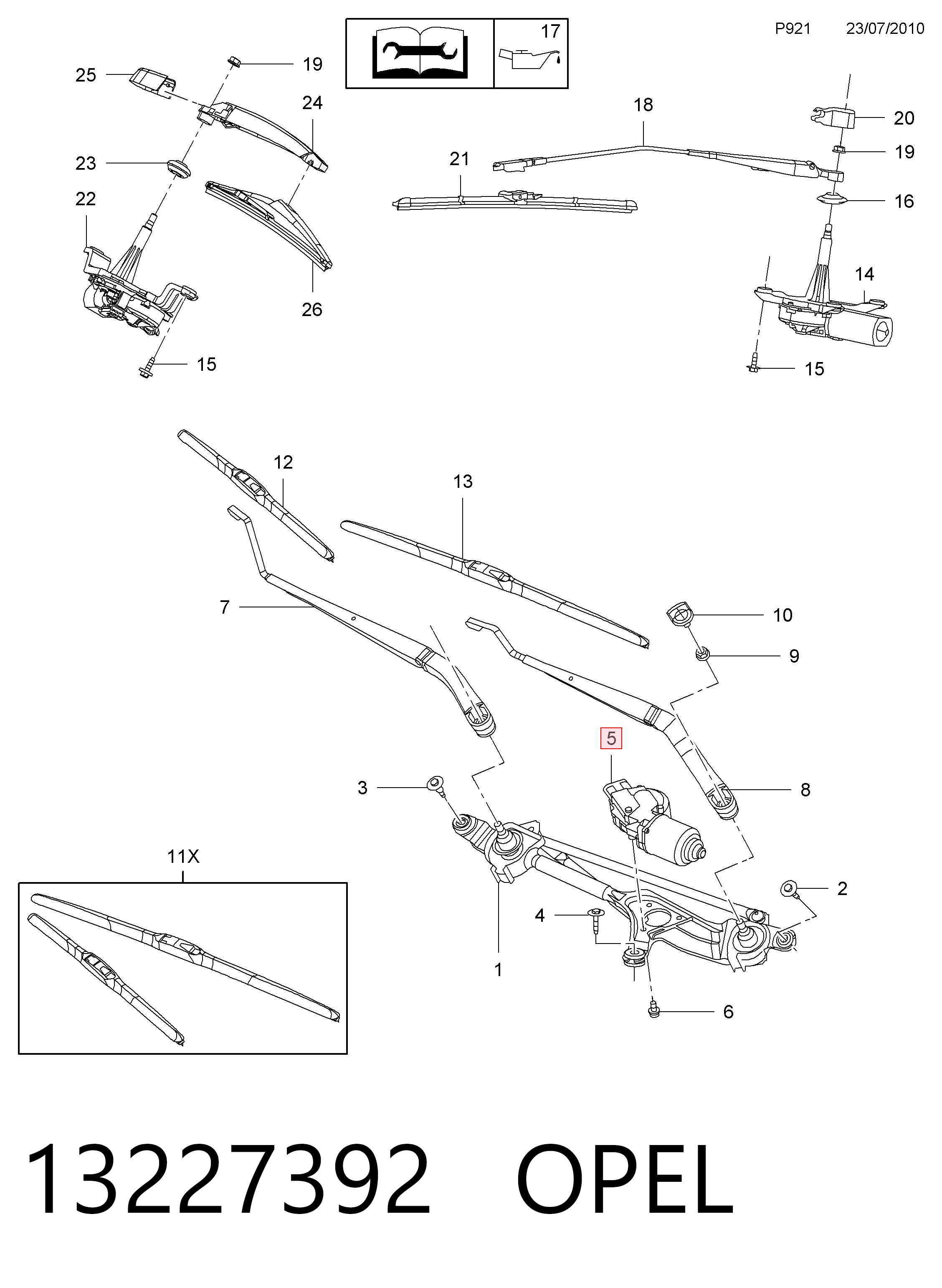  Silniczek wycieraczki szyby przedniej Opel Insignia 