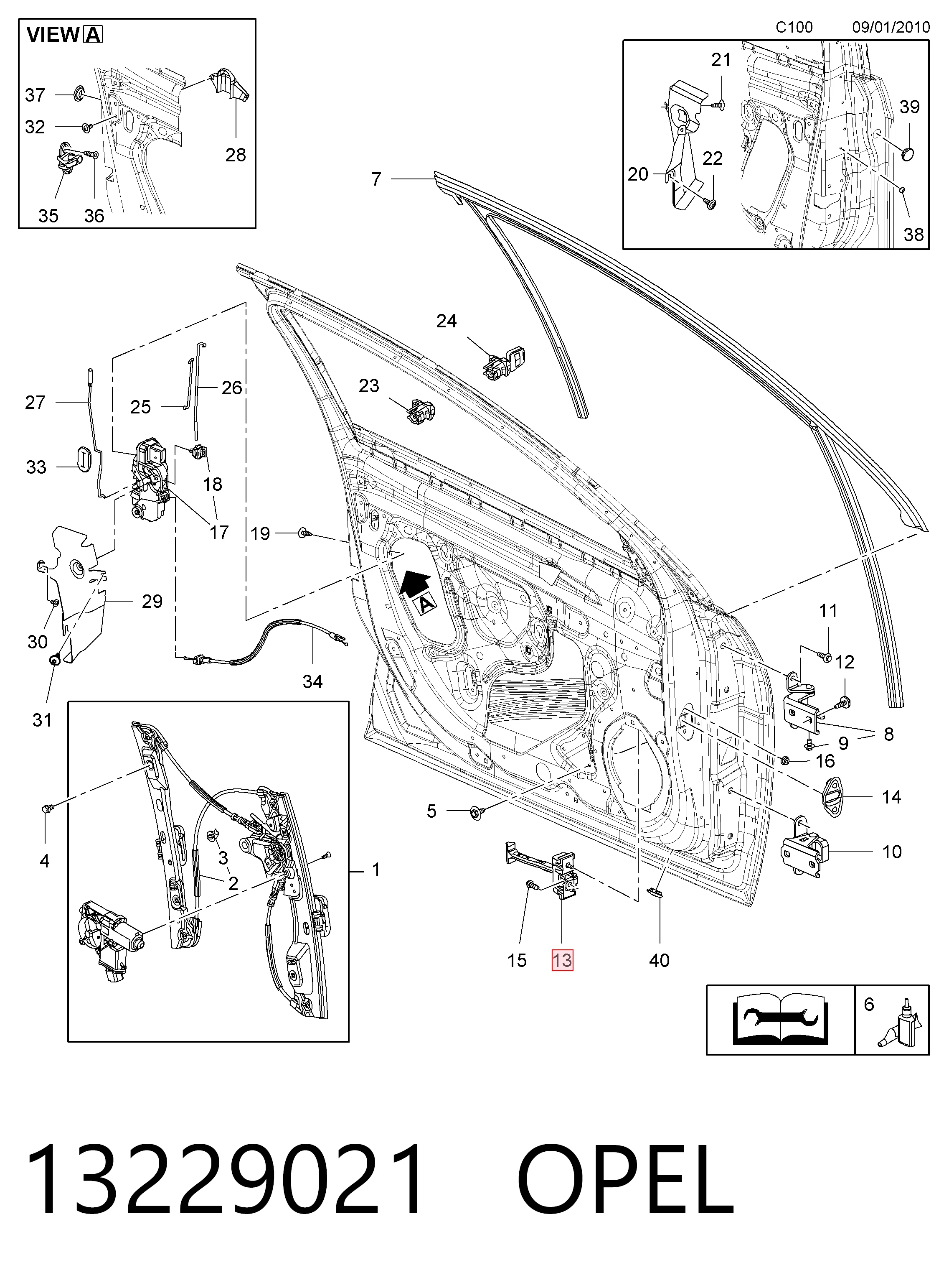 13229021 Opel Ogranicznik drzwi przedni