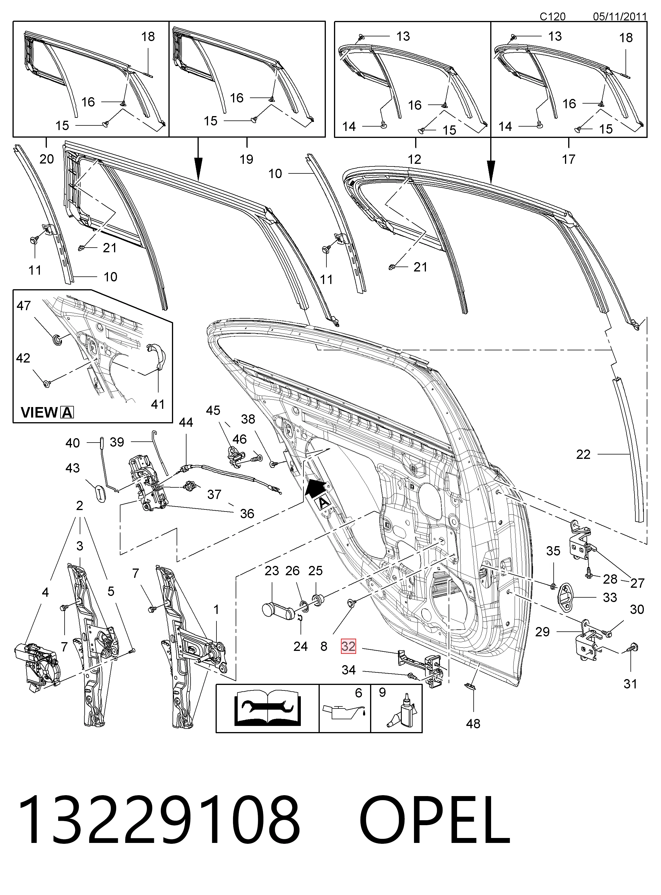13229108 Opel Ogranicznik drzwi tylny