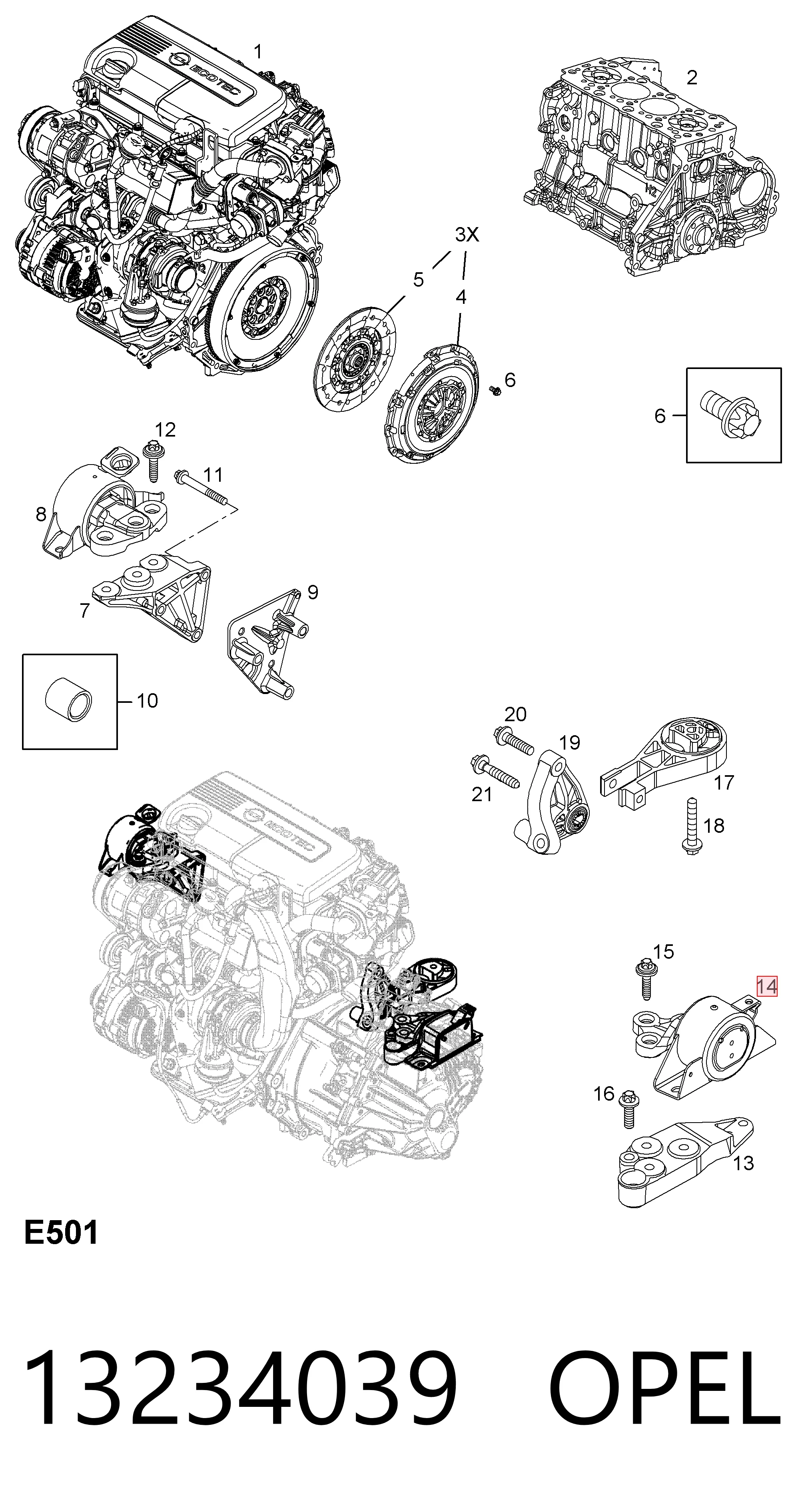 Do koszyka Poduszka (podpora skrzyni biegów) Opel Corsa D S07