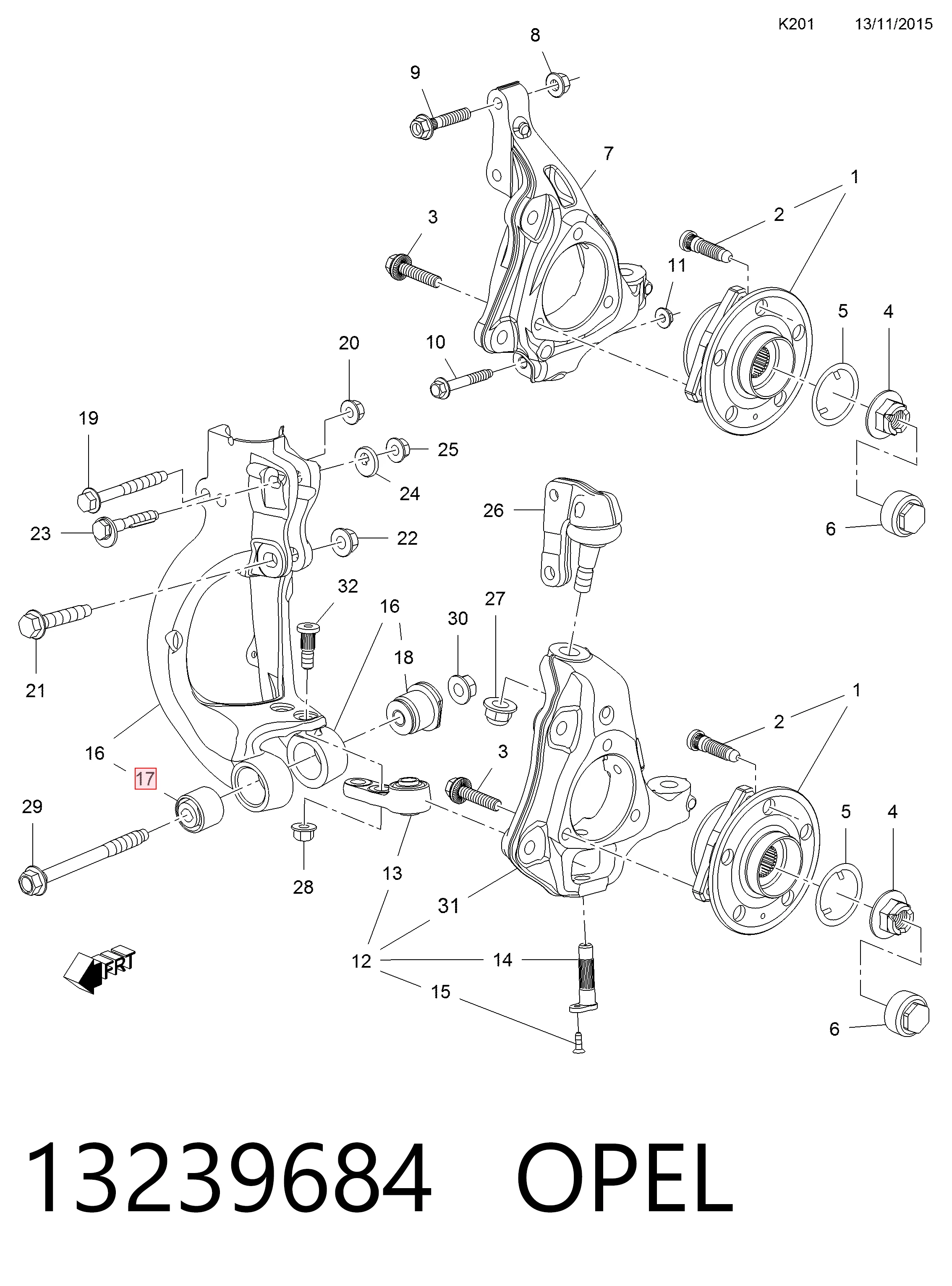 Silentblock czopu przedniego (zwrotnicy) 352539 General Motors