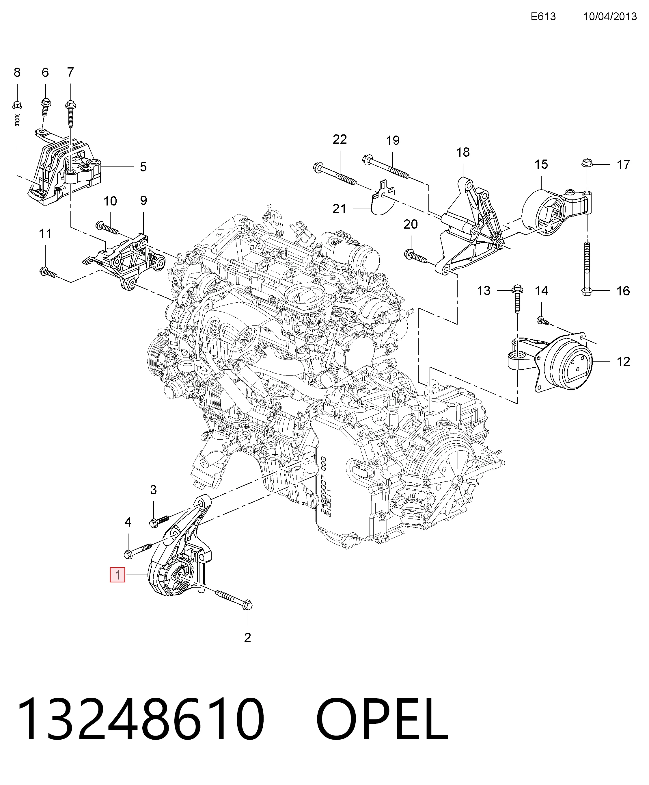 Poduszka (podpora) silnika przednia 0684220 General Motors