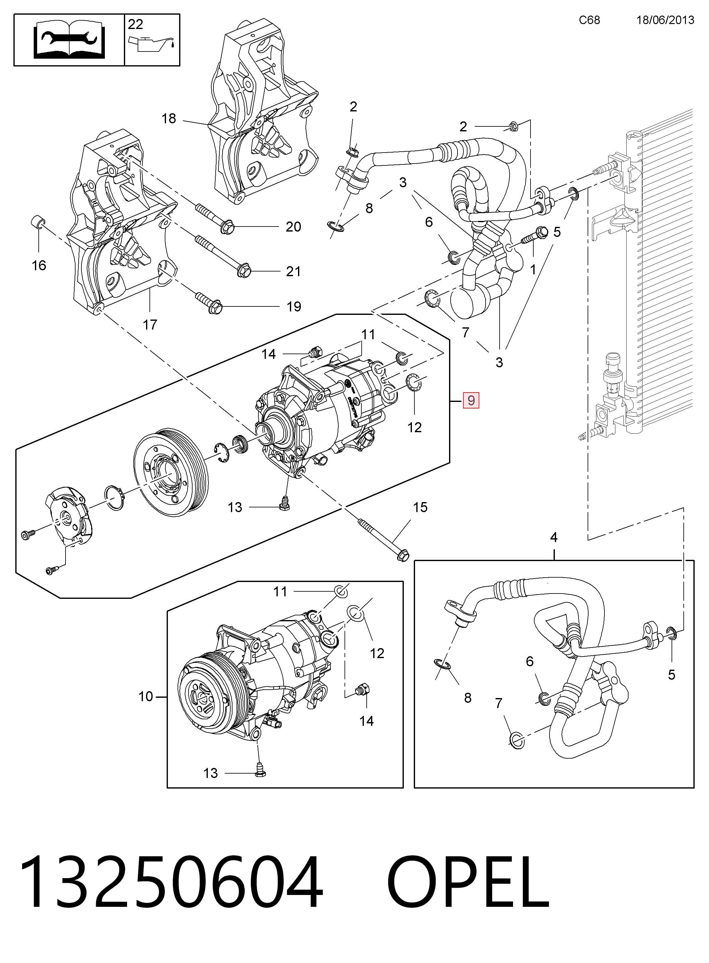 13250604 Opel Sprężarka klimatyzacji