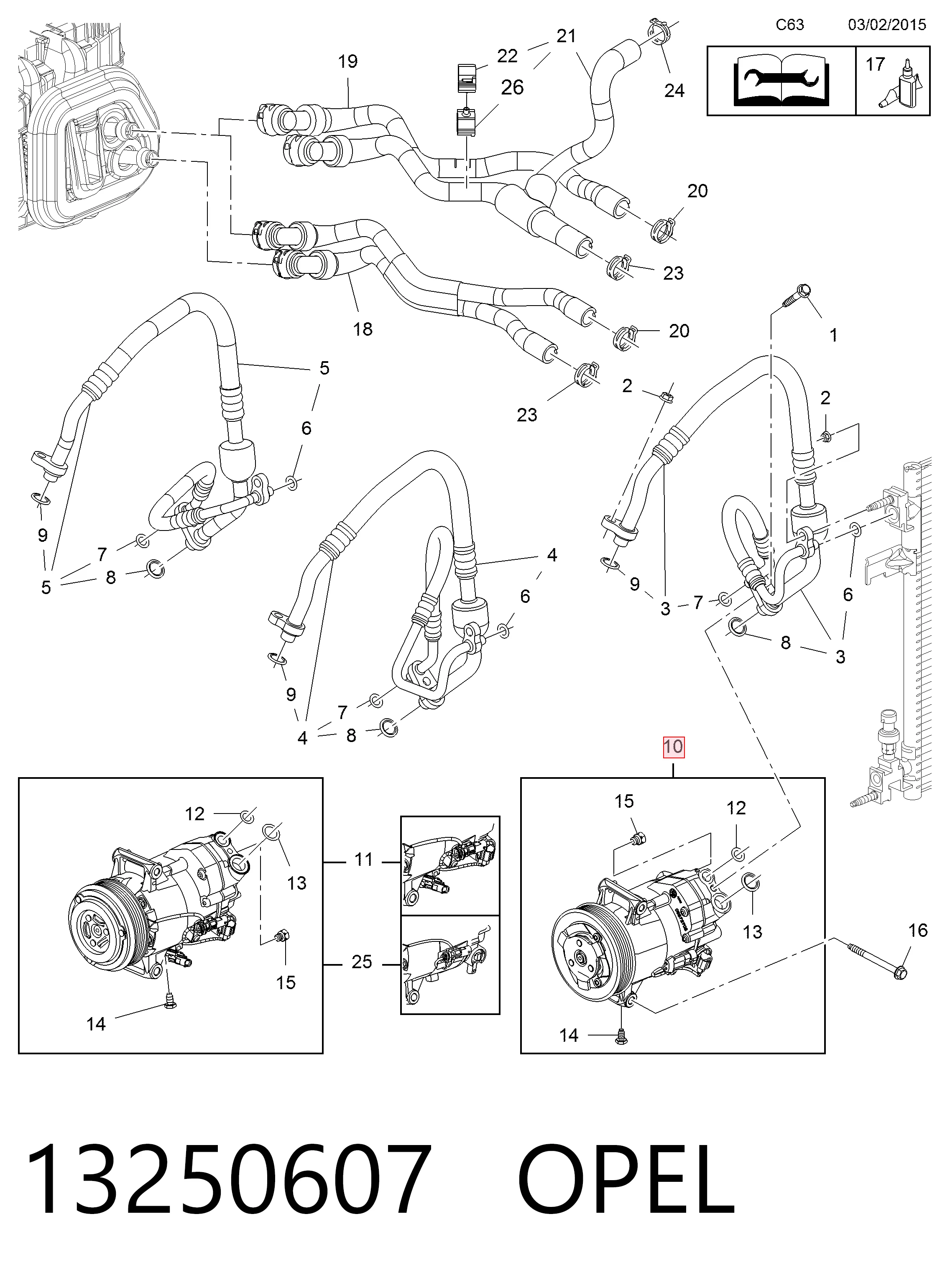 13250607 Opel Sprężarka klimatyzacji