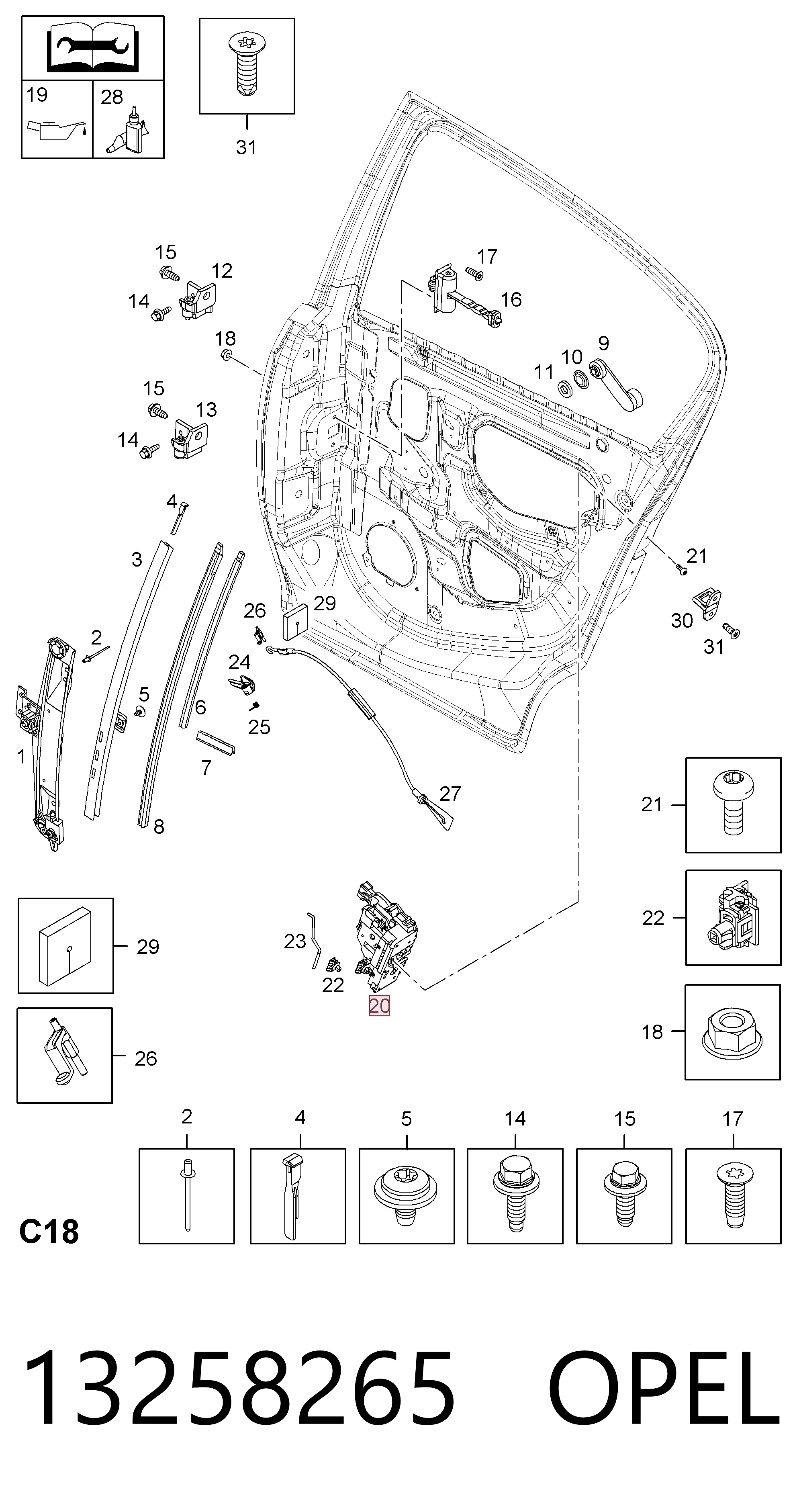Zamek drzwi tylnych lewych Opel Corsa E hatchback (X15) (2014 - 2026) cena, od 53,06 USD