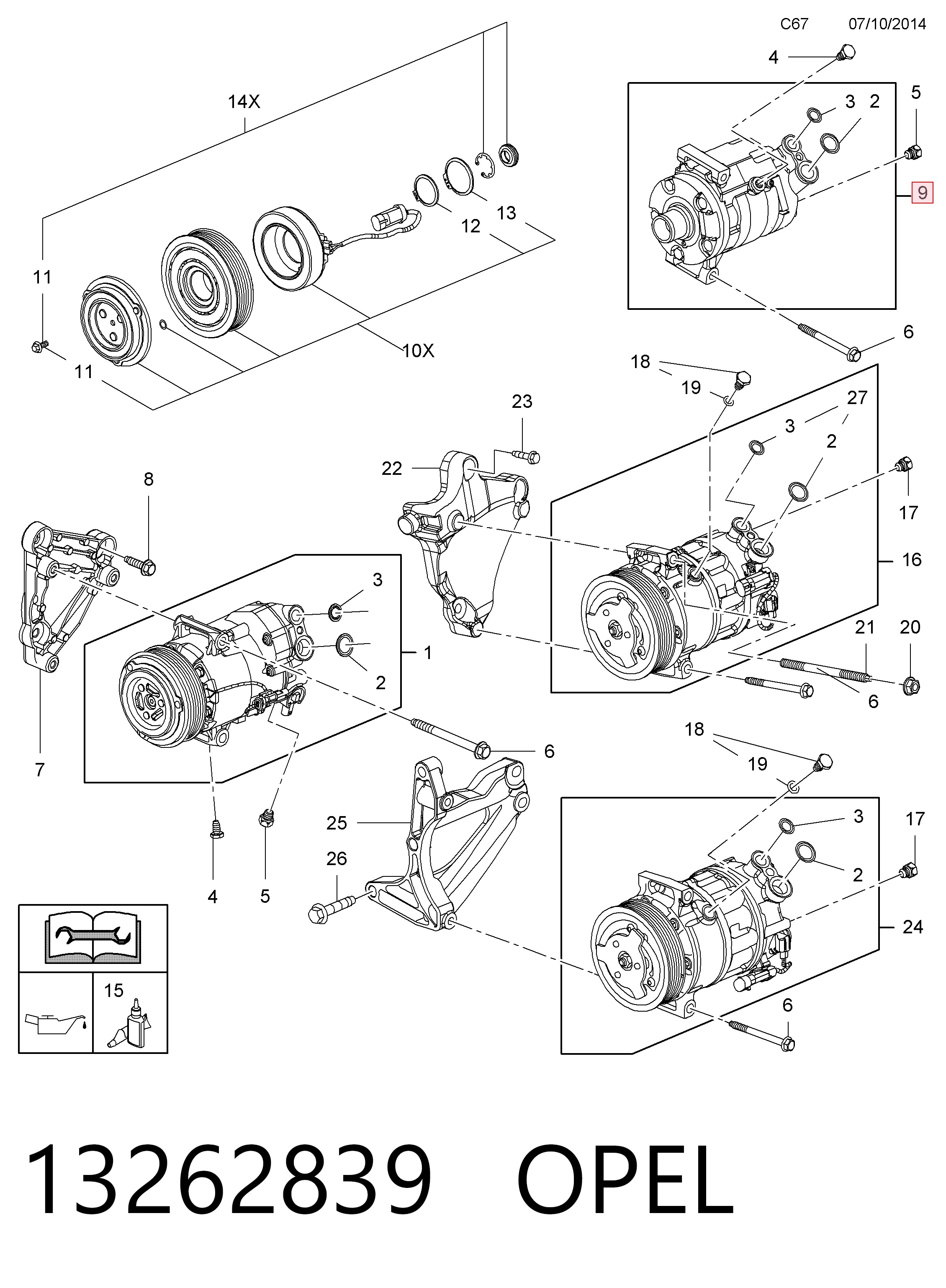 13262839 Opel Sprężarka klimatyzacji