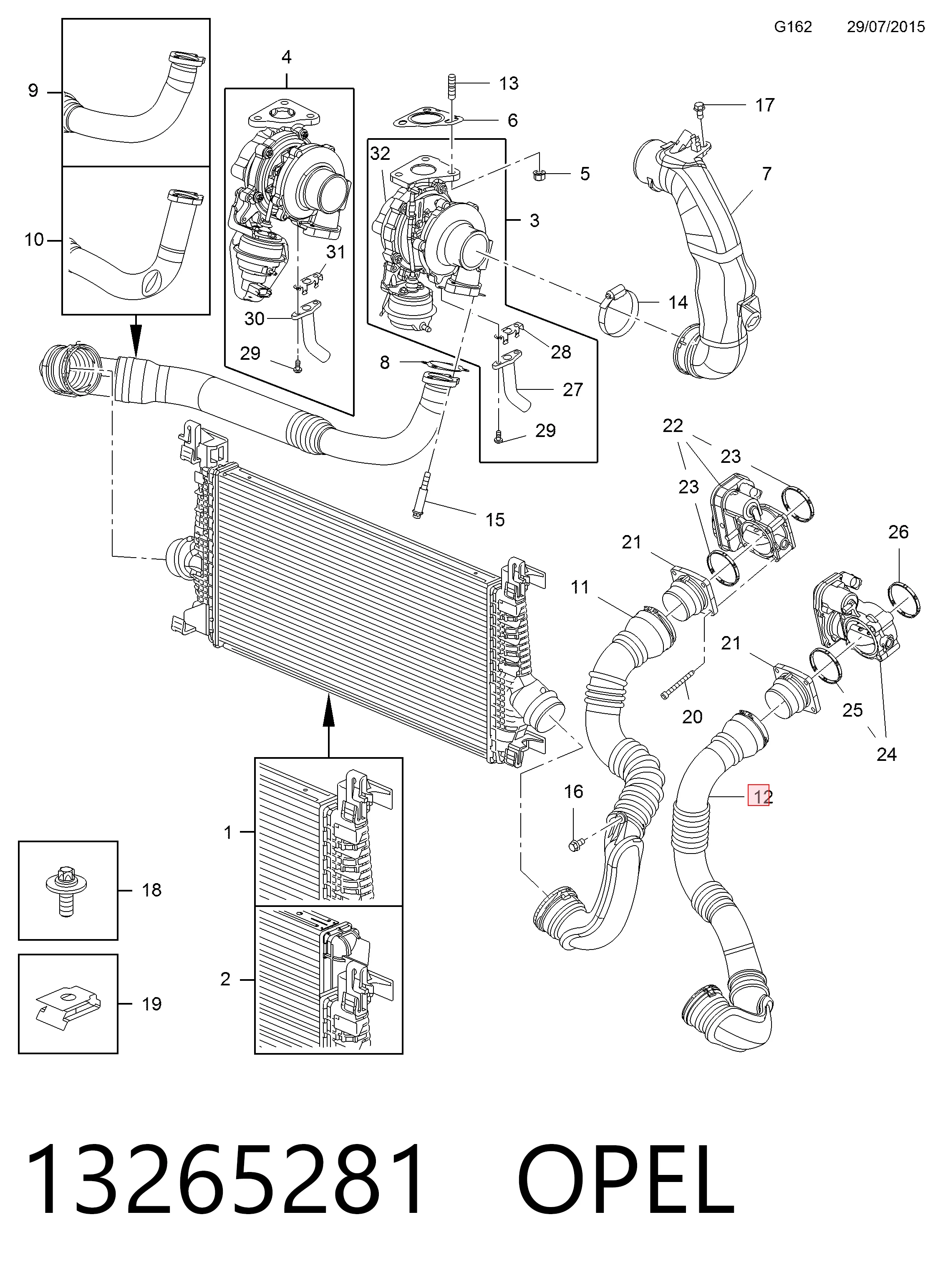 13265281 Opel Przewód (króciec) intercoolera