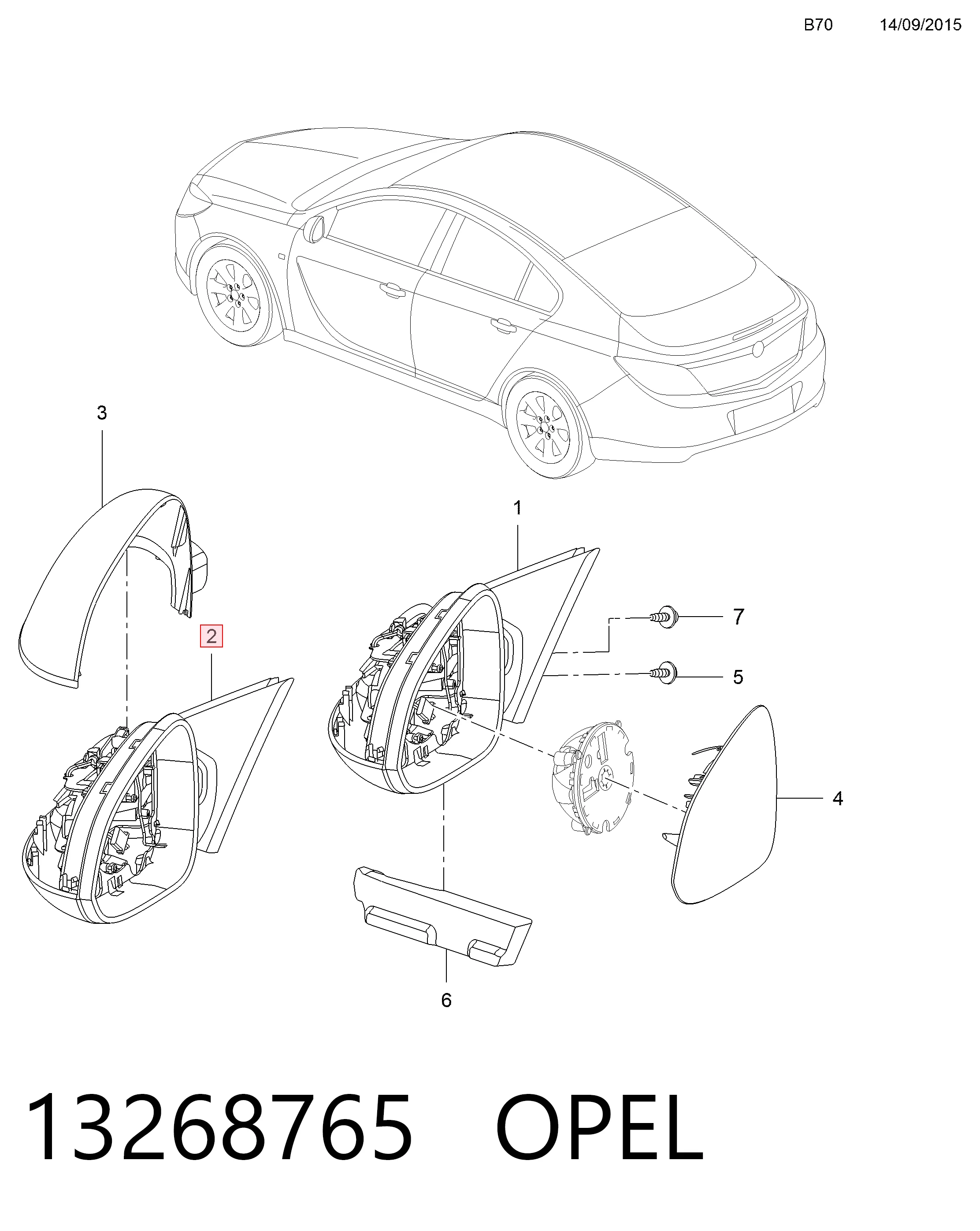 Do koszyka 13269568 General Motors Lusterko wsteczne lewe