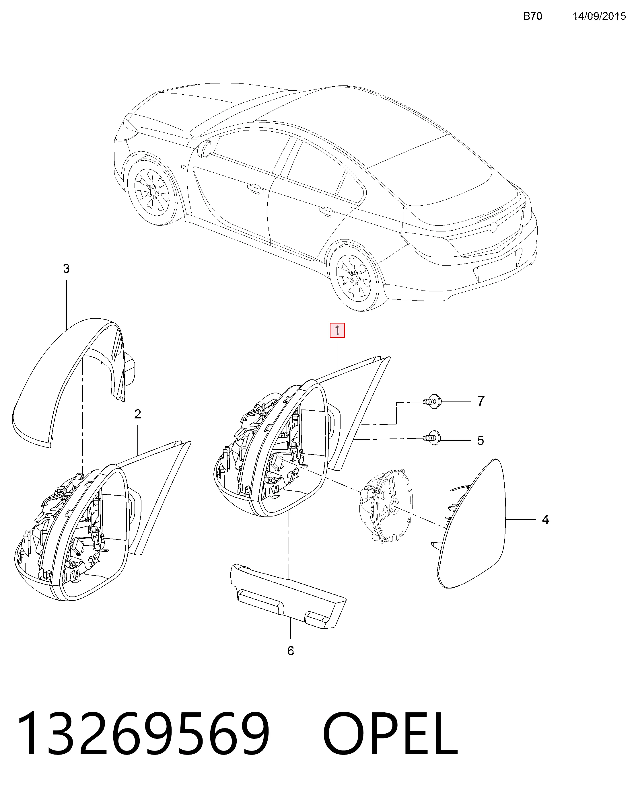 Do koszyka 13269569 General Motors Lusterko wsteczne lewe