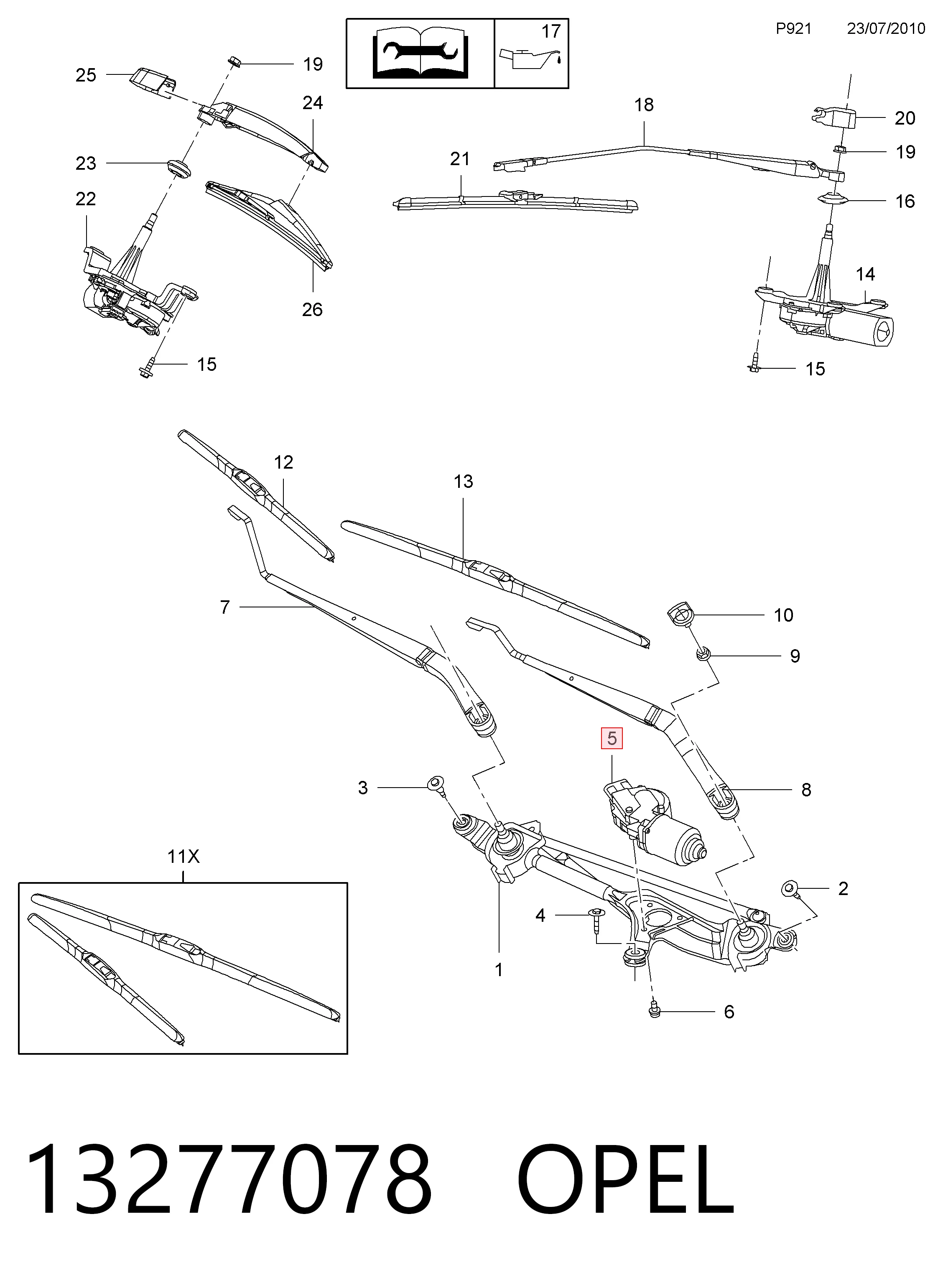  Silniczek wycieraczki szyby przedniej Opel Insignia 