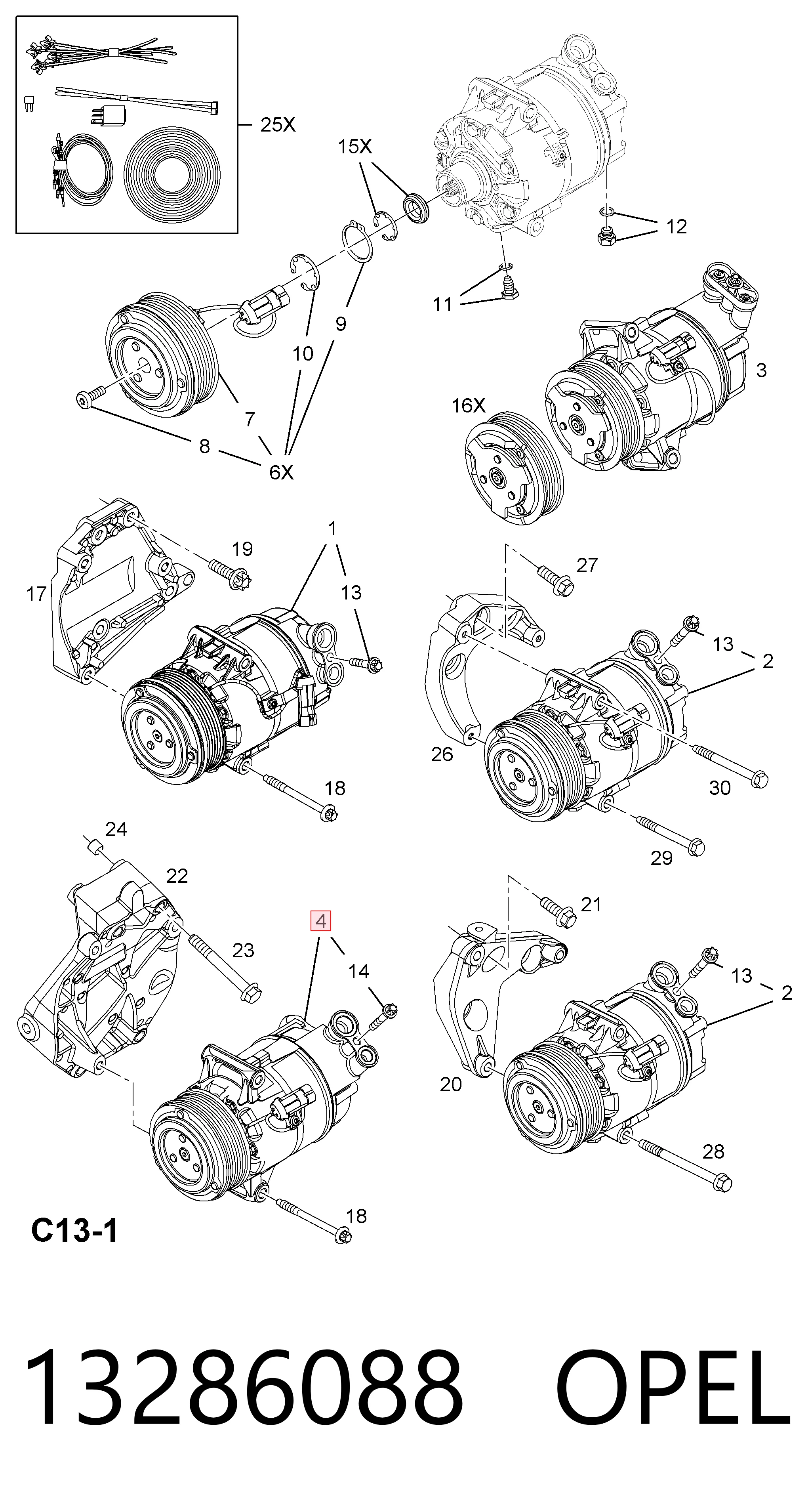 13286088 Opel Sprężarka klimatyzacji