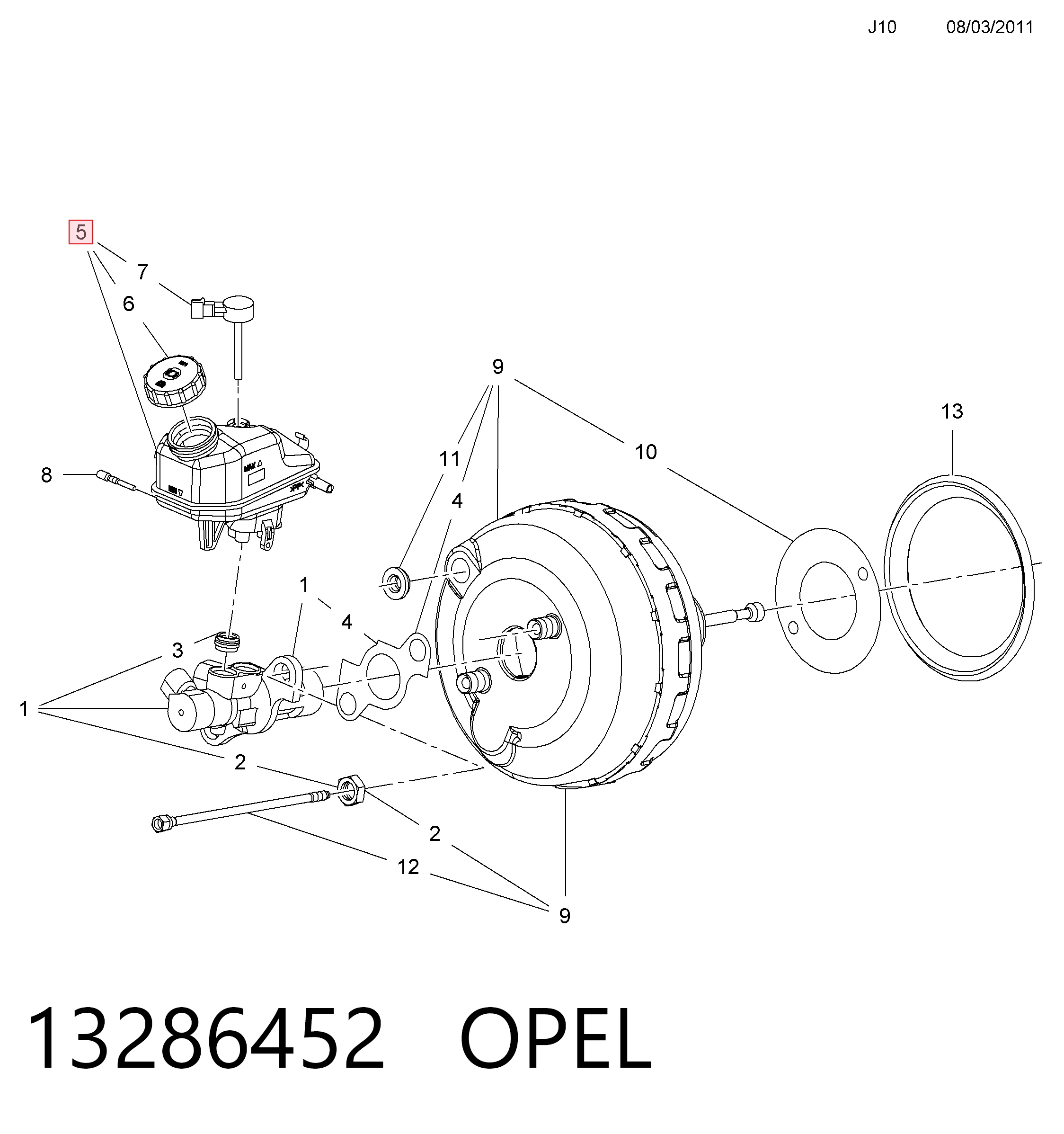 Zbiorniczek głównego cylindra hamulcowego (płynu hamulcowego) do Opel Astra J Sports Tourer P10