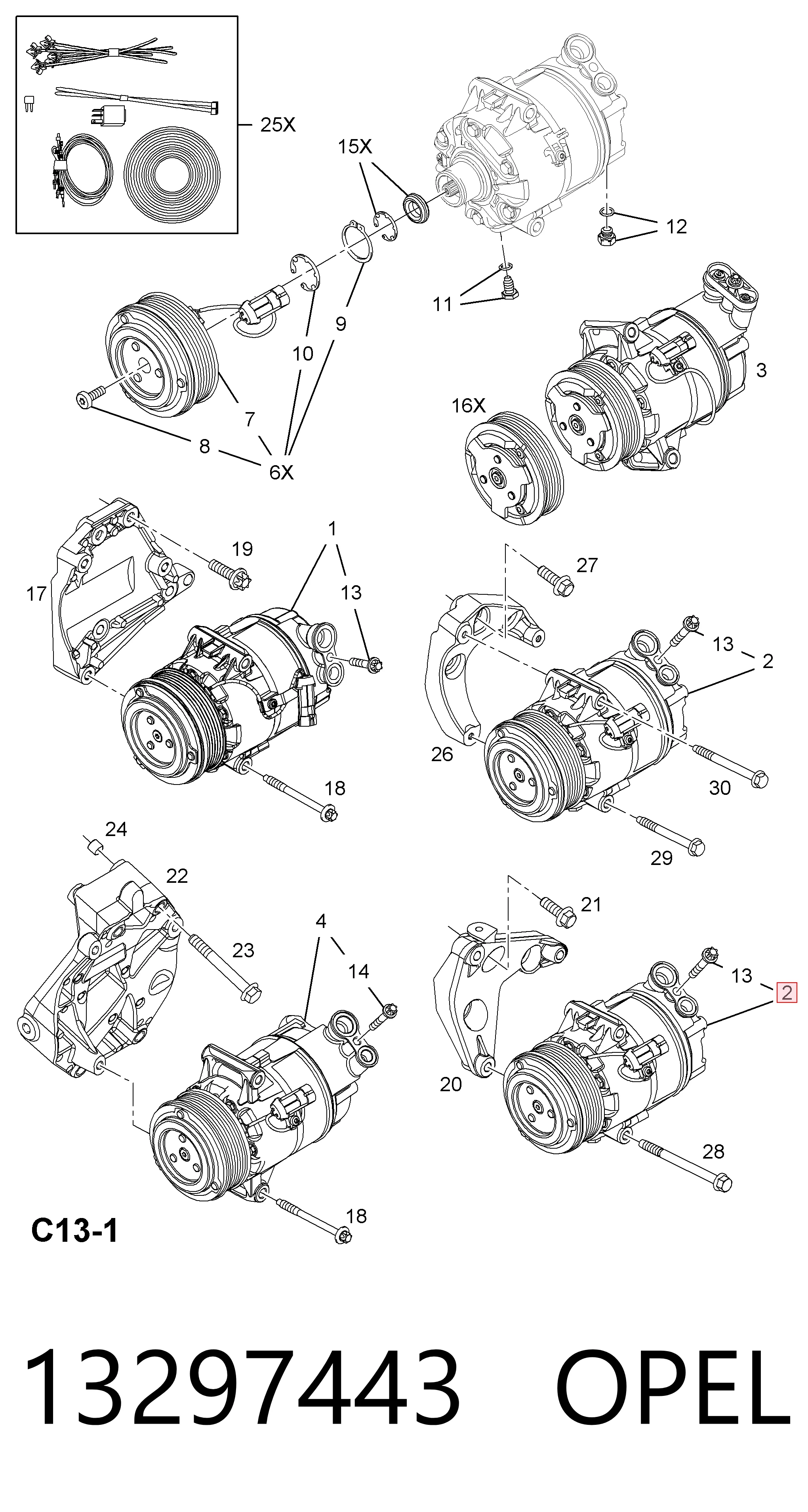 13297443 Opel Sprężarka klimatyzacji
