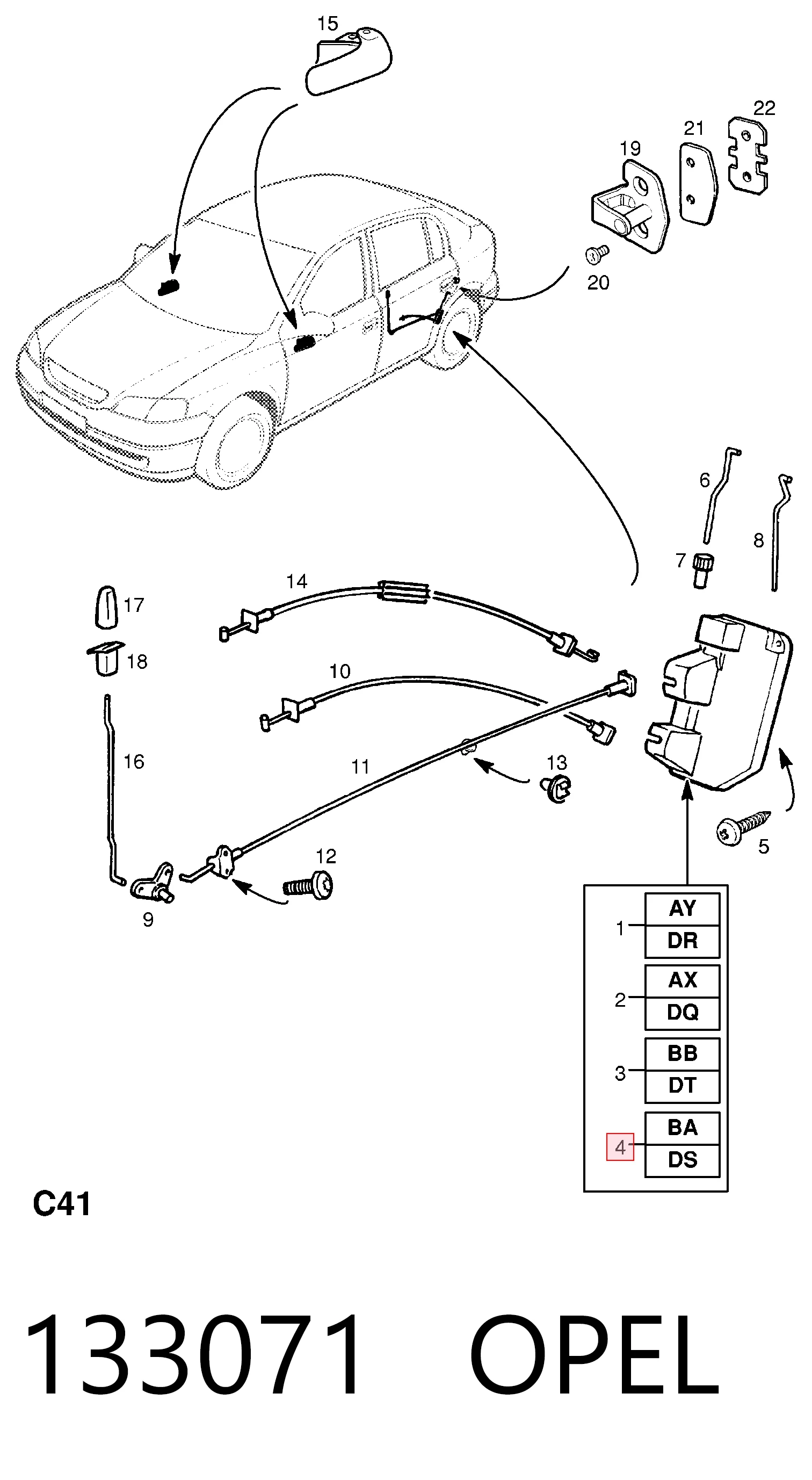 Zamek drzwi tylnych lewych Opel Astra G sedana (F69) (1998 - 2009) cena, od 46,05 USD