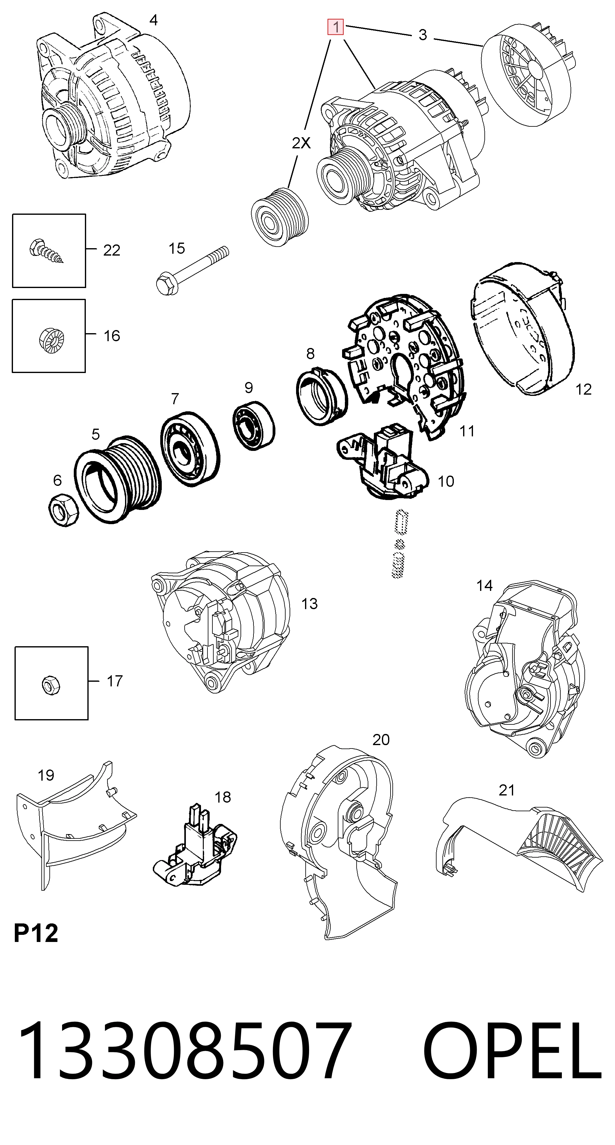 13308507 Opel Alternator