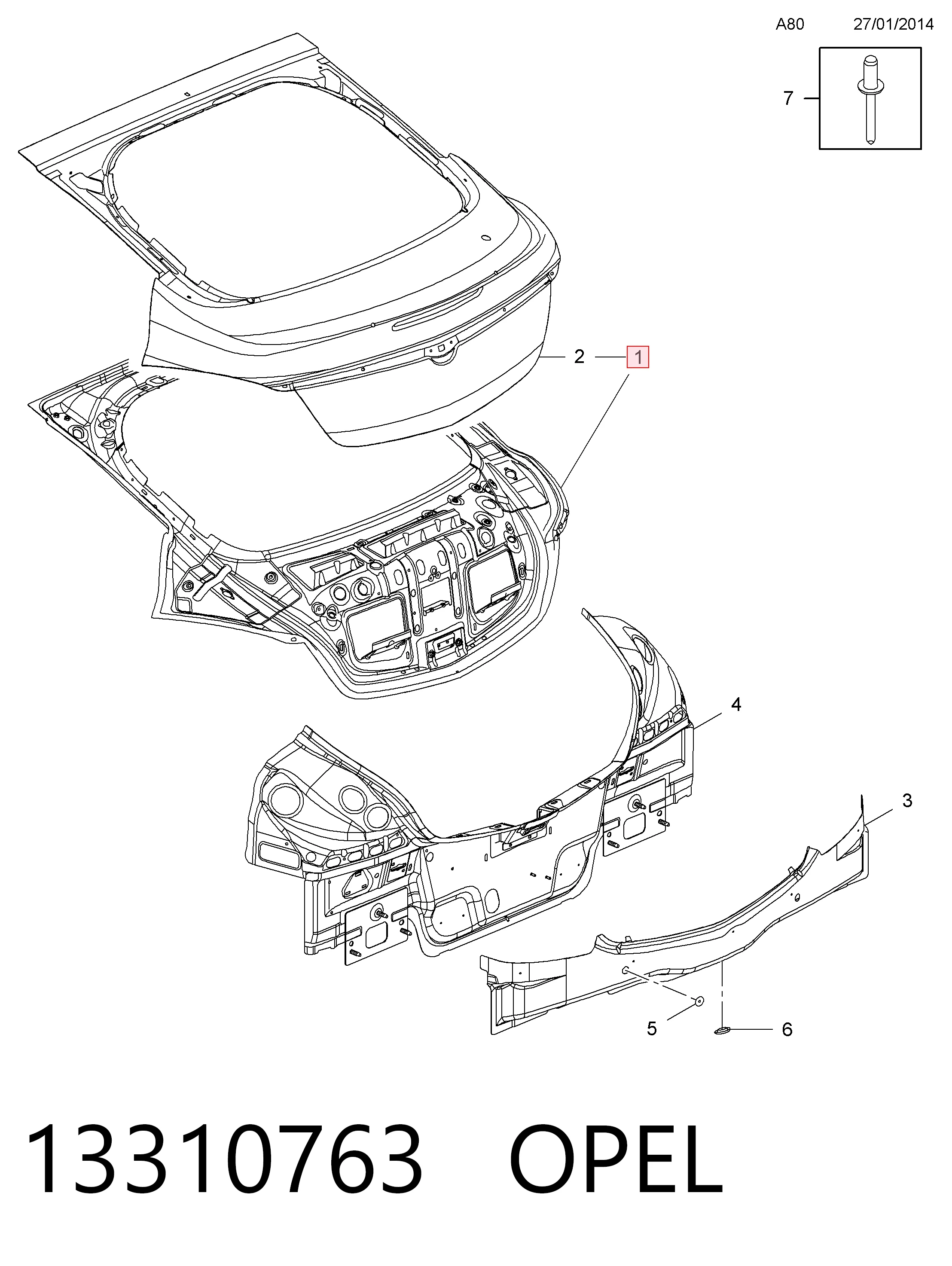 Drzwi tylne (bagażnika 3/5) Opel Insignia A hatchback (G09) (2008 - 2017) cena, od 288,13 USD