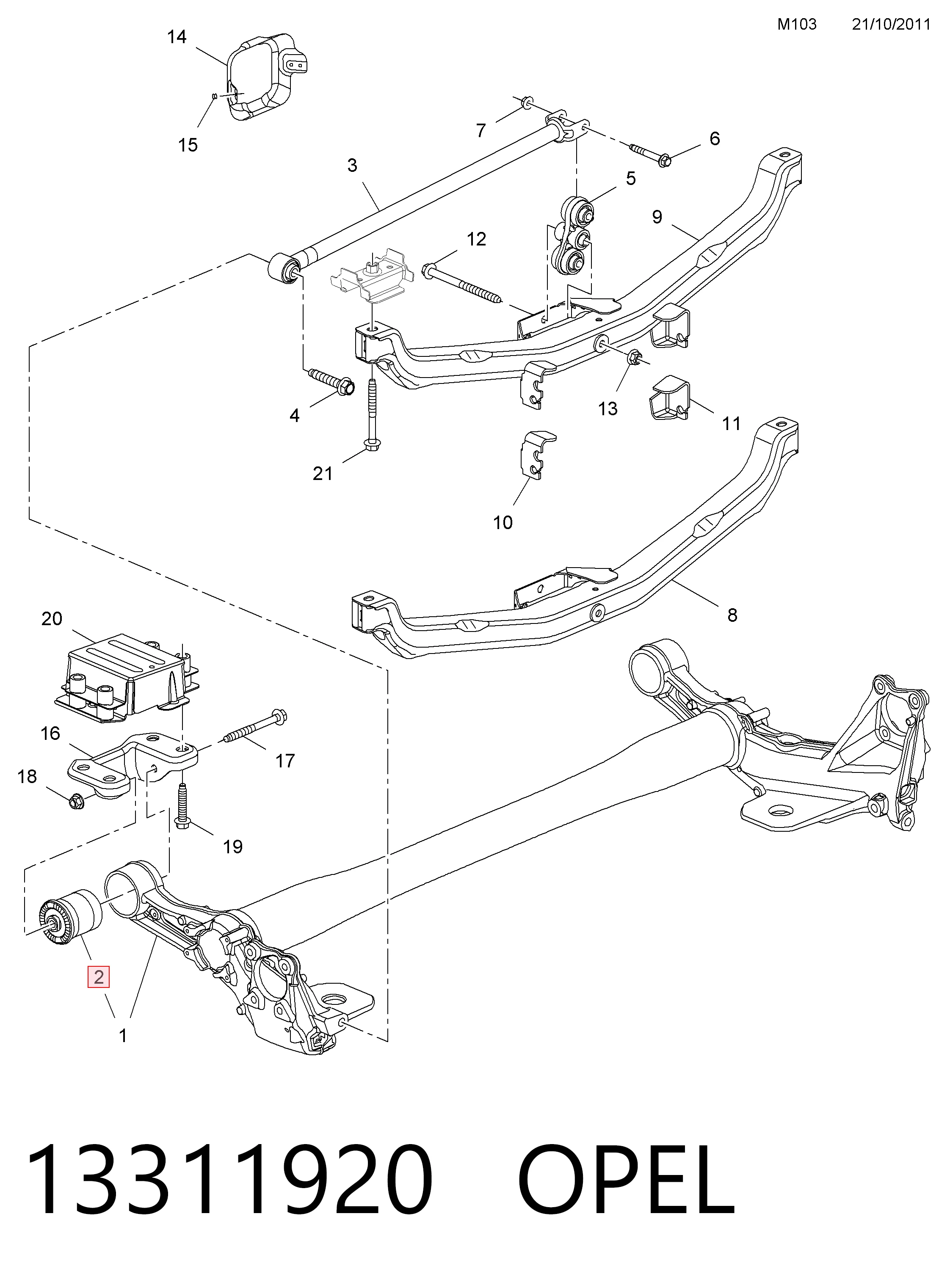  Silentblock tylnej belki Opel Astra 