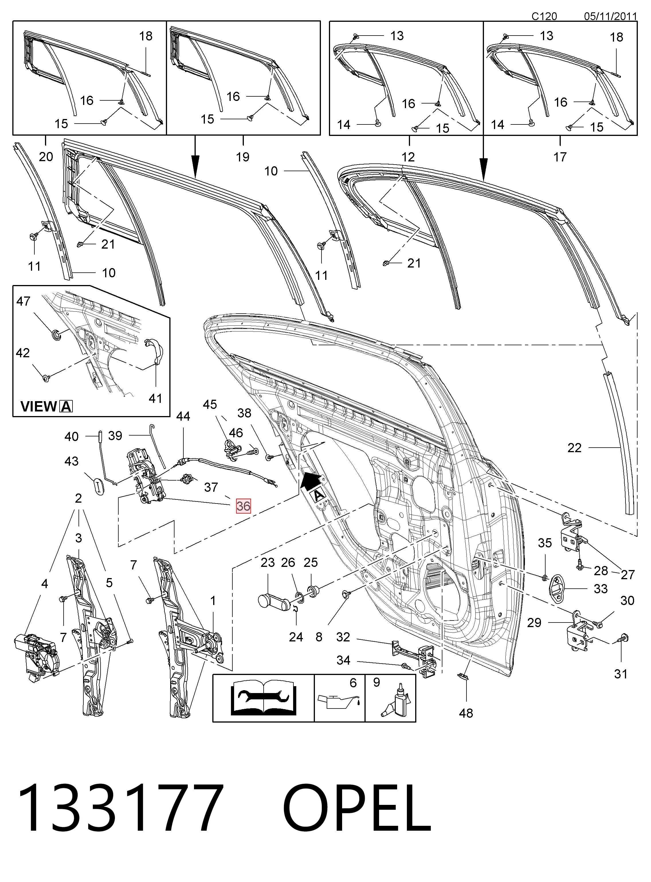  Zamek drzwi tylnych lewych Opel Zafira 