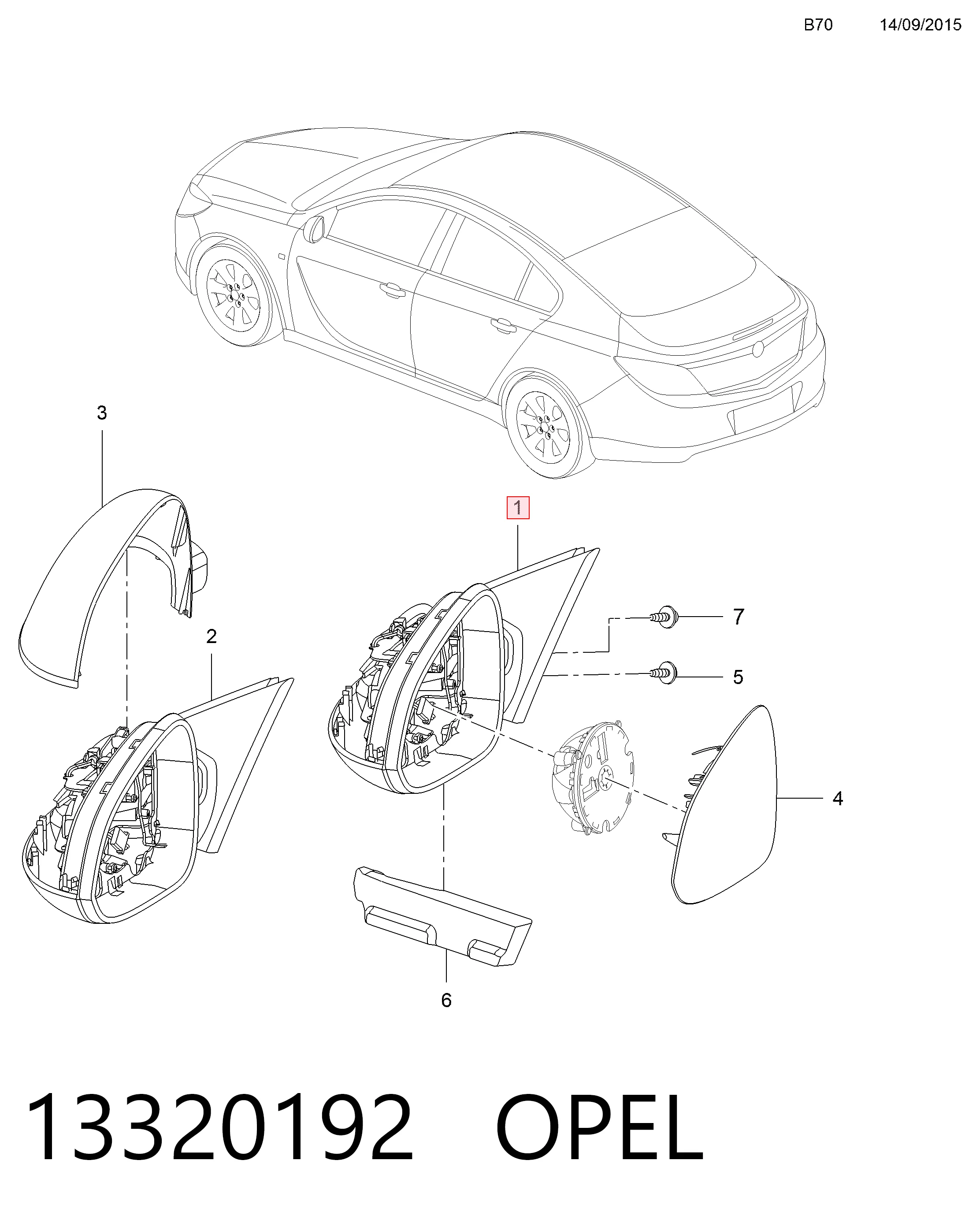 Lusterko wsteczne lewe 13269569 General Motors
