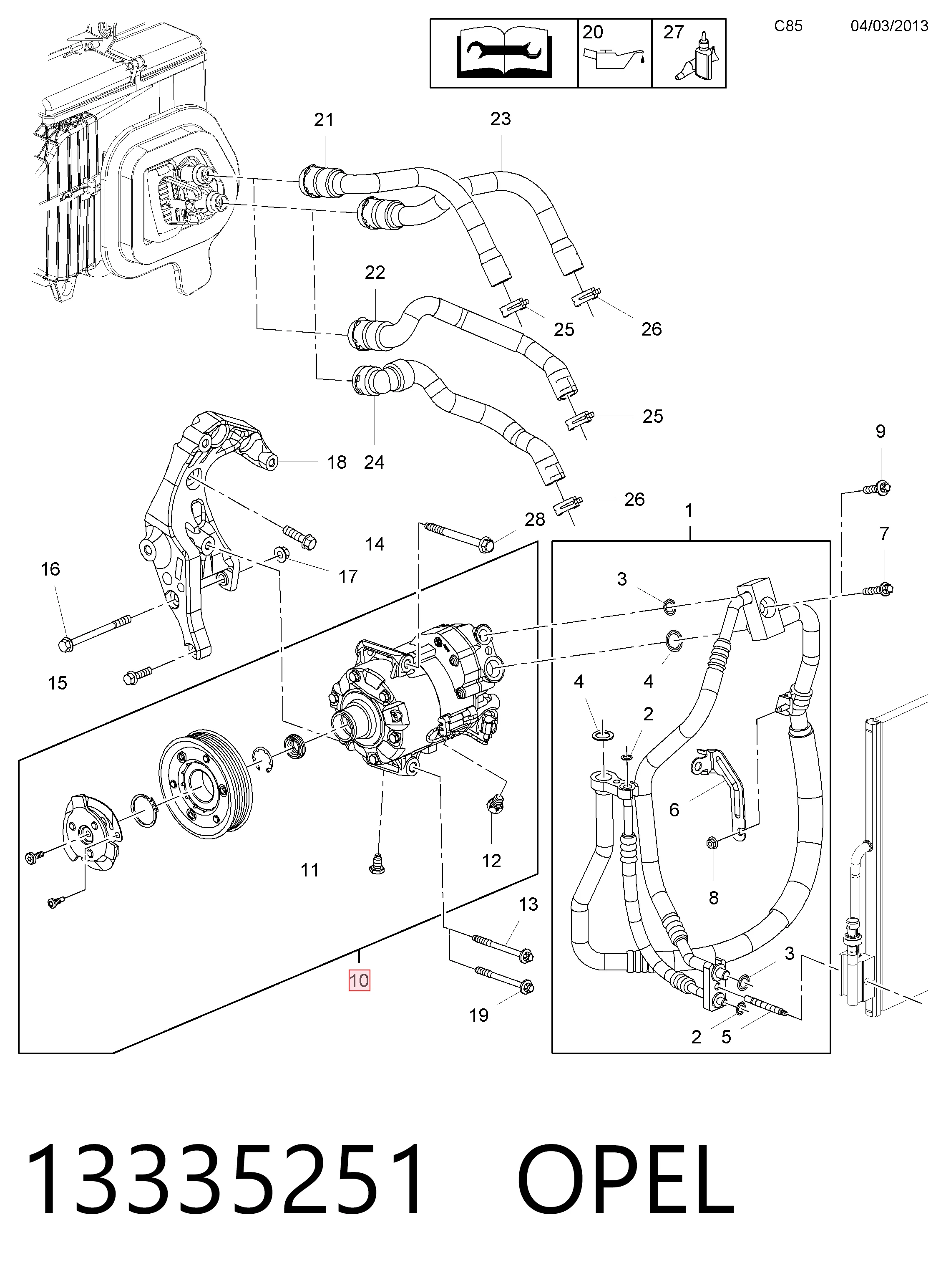 13335251 Opel Sprężarka klimatyzacji