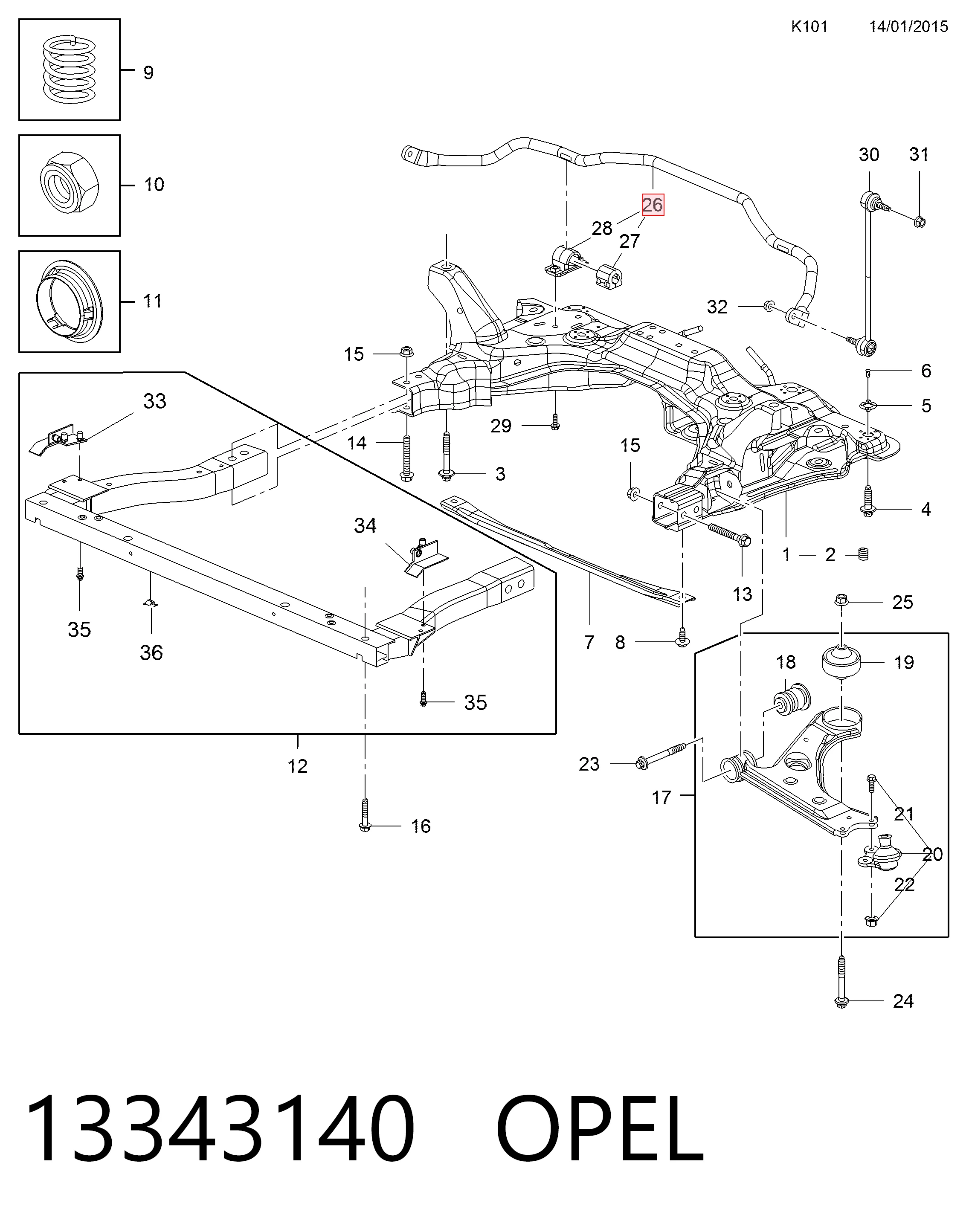 13343140 General Motors Stabilizator przedni
