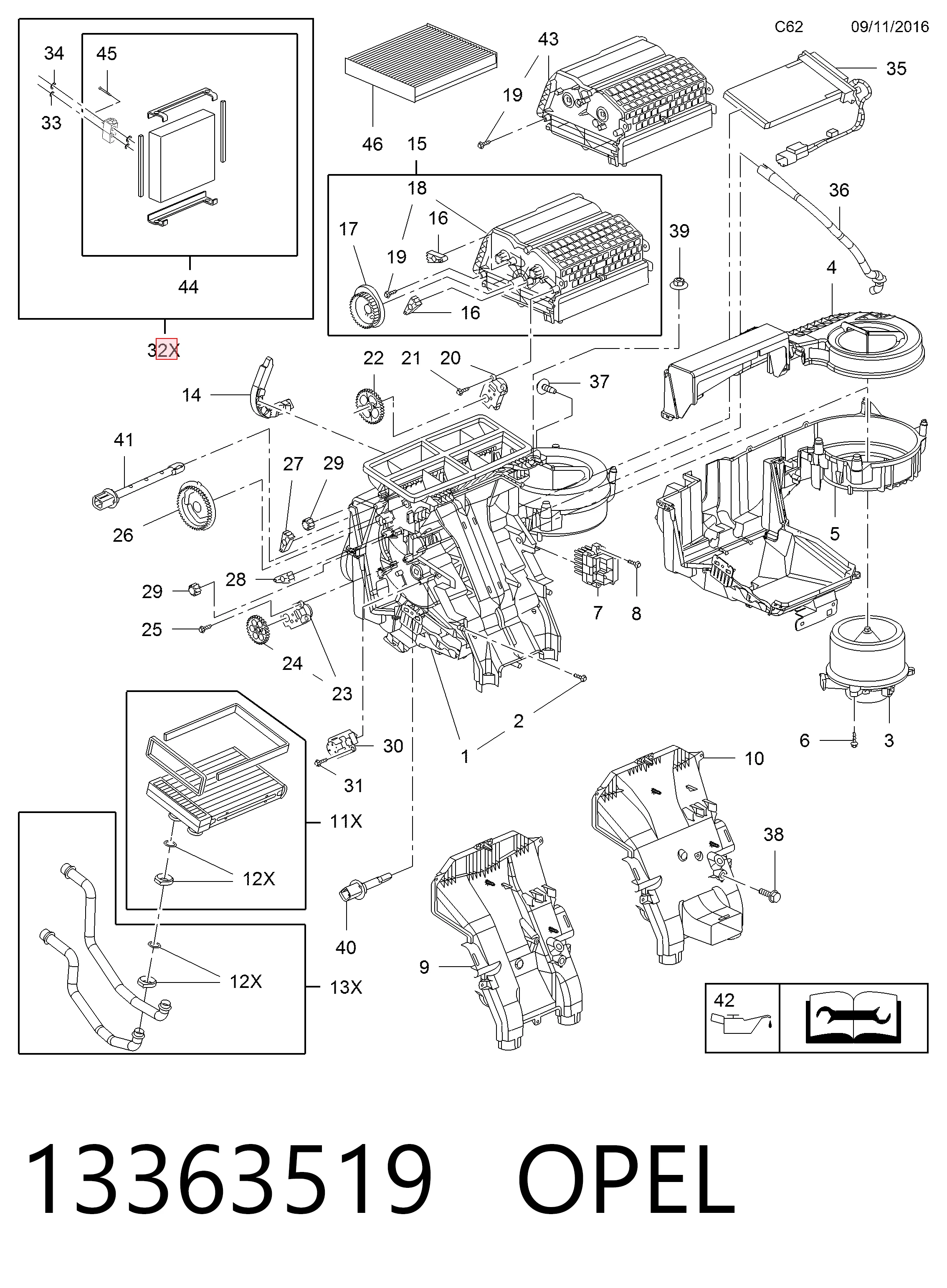 Parownik klimatyzacji Opel Meriva B minivan (2010 - 2017) cena, od 68,43 USD