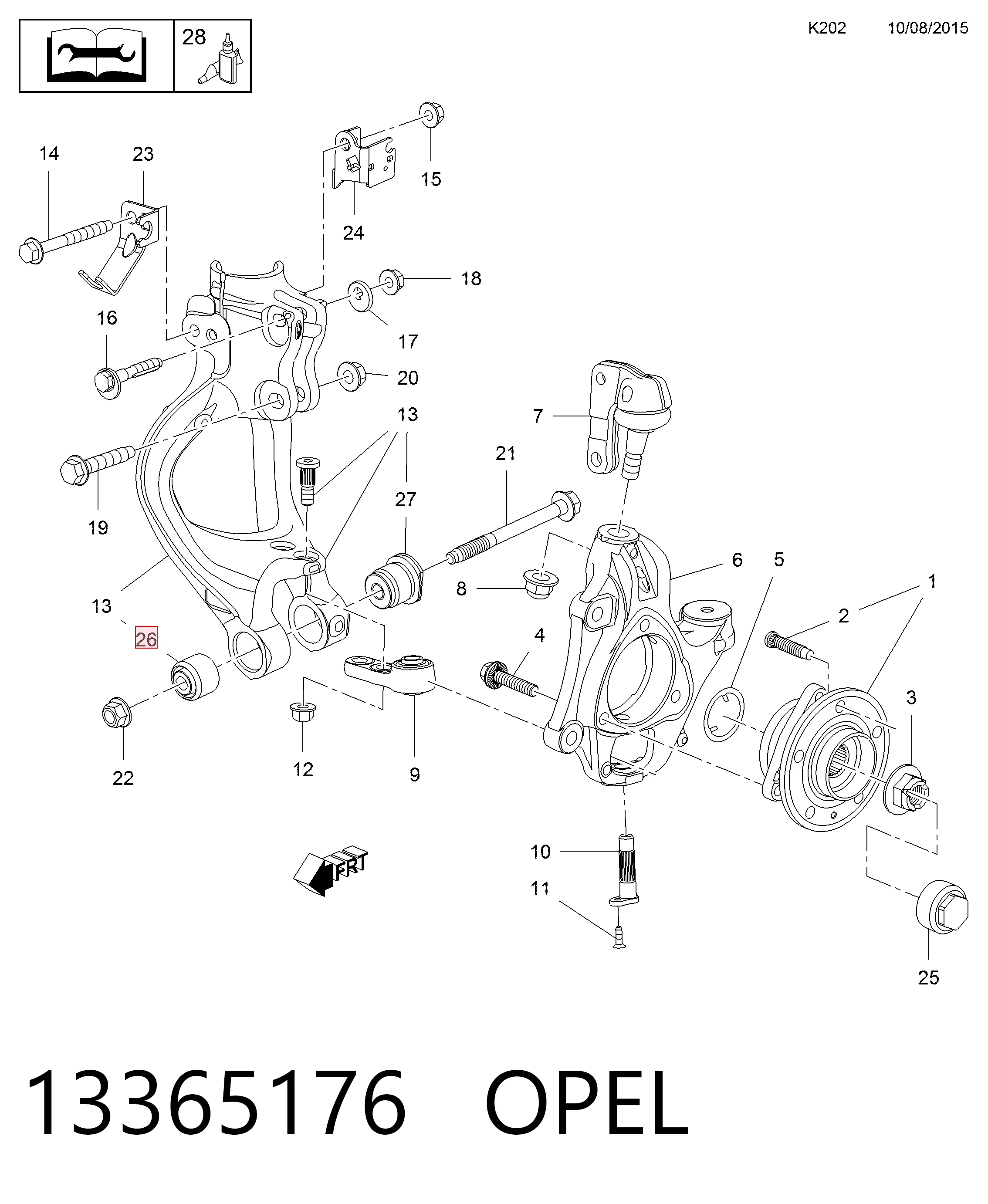 Silentblock czopu przedniego (zwrotnicy) General Motors 352539