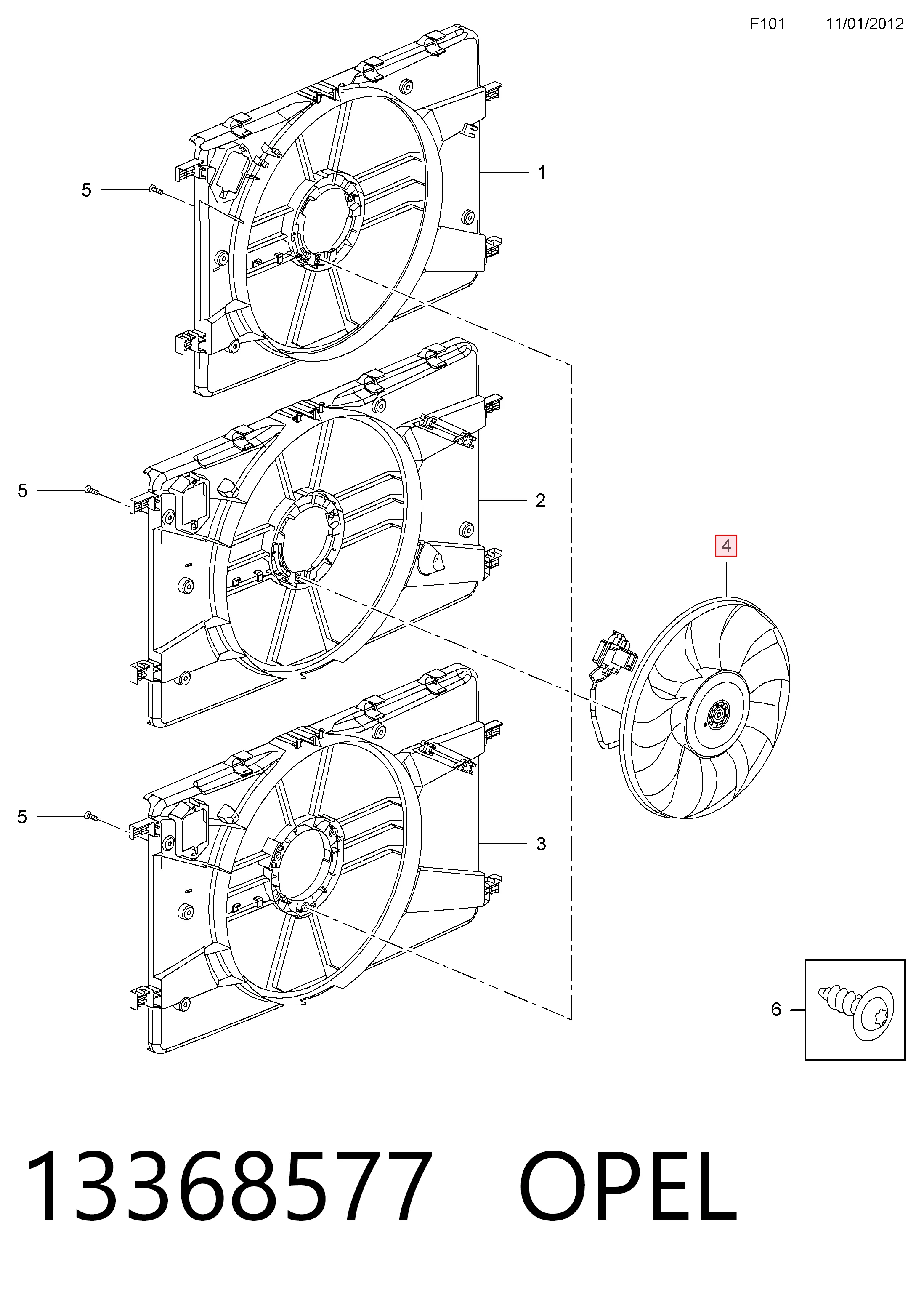 Do koszyka Wentylator elektryczny układu chłodzenia kompletny (silnik+wirnik) Opel Zafira C P12
