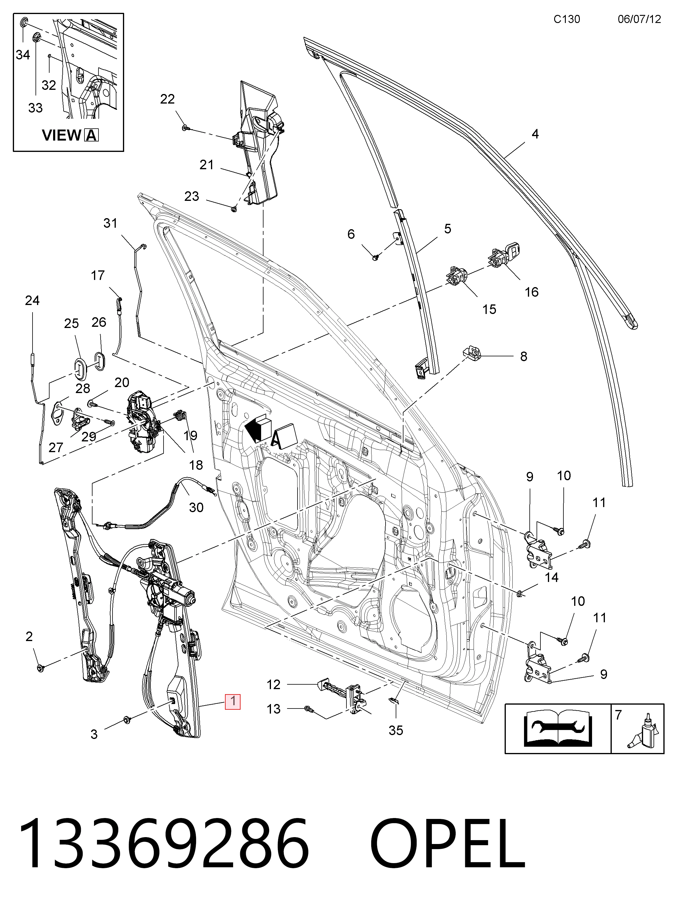  Mechanizm podnoszenia szyby drzwi przednich prawych Opel Zafira 
