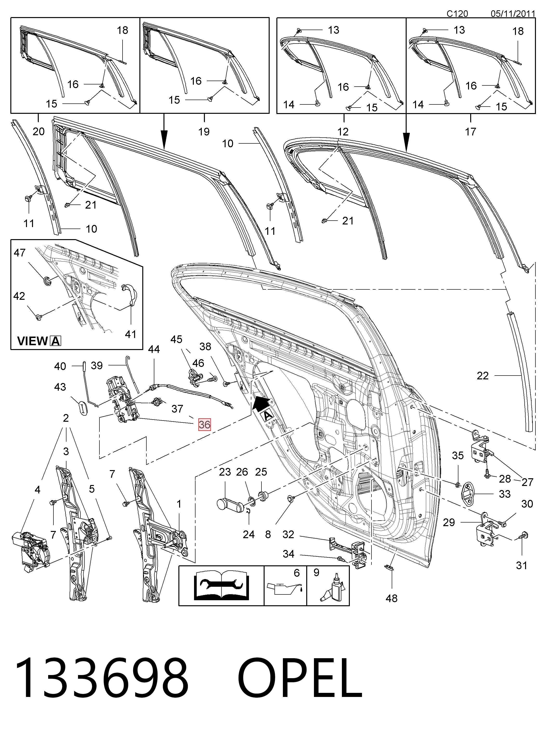 Zamek drzwi tylnych lewych Opel Zafira C