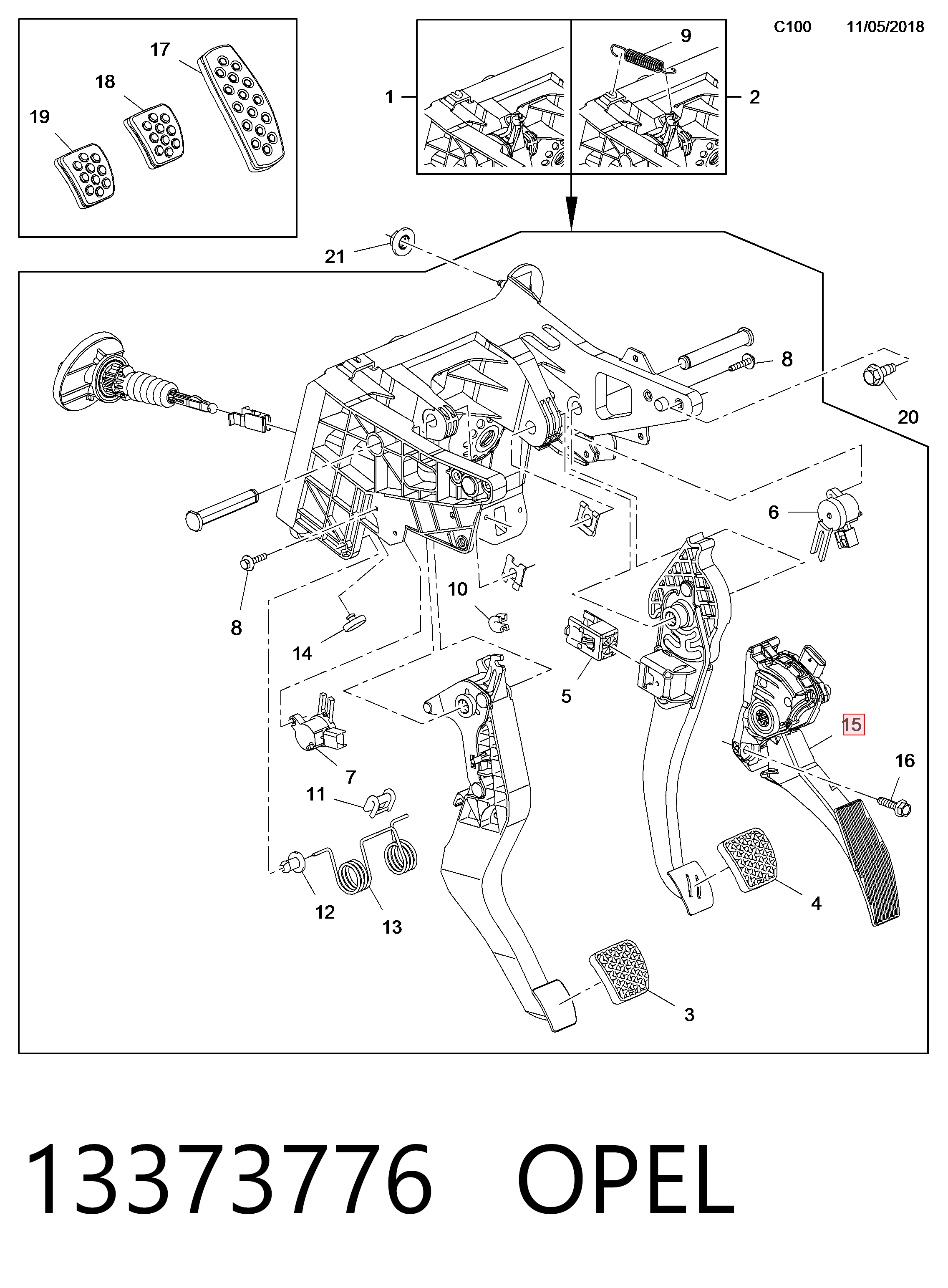 Pedał przyspieszenia (gazu) Opel Astra K kombi (2015 - 2022) cena, od 47,75 USD