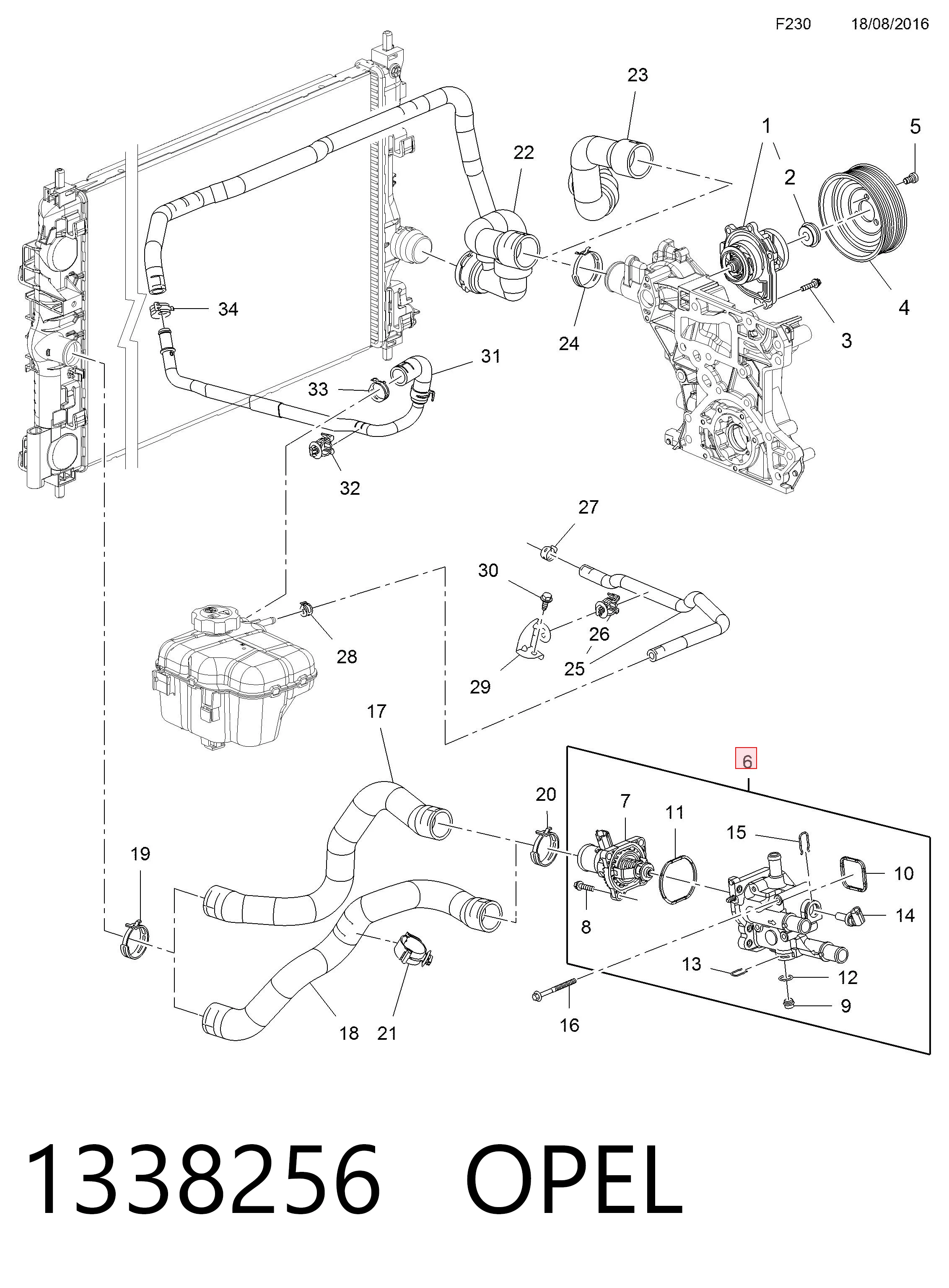 1338256 Opel Obudowa termostatu