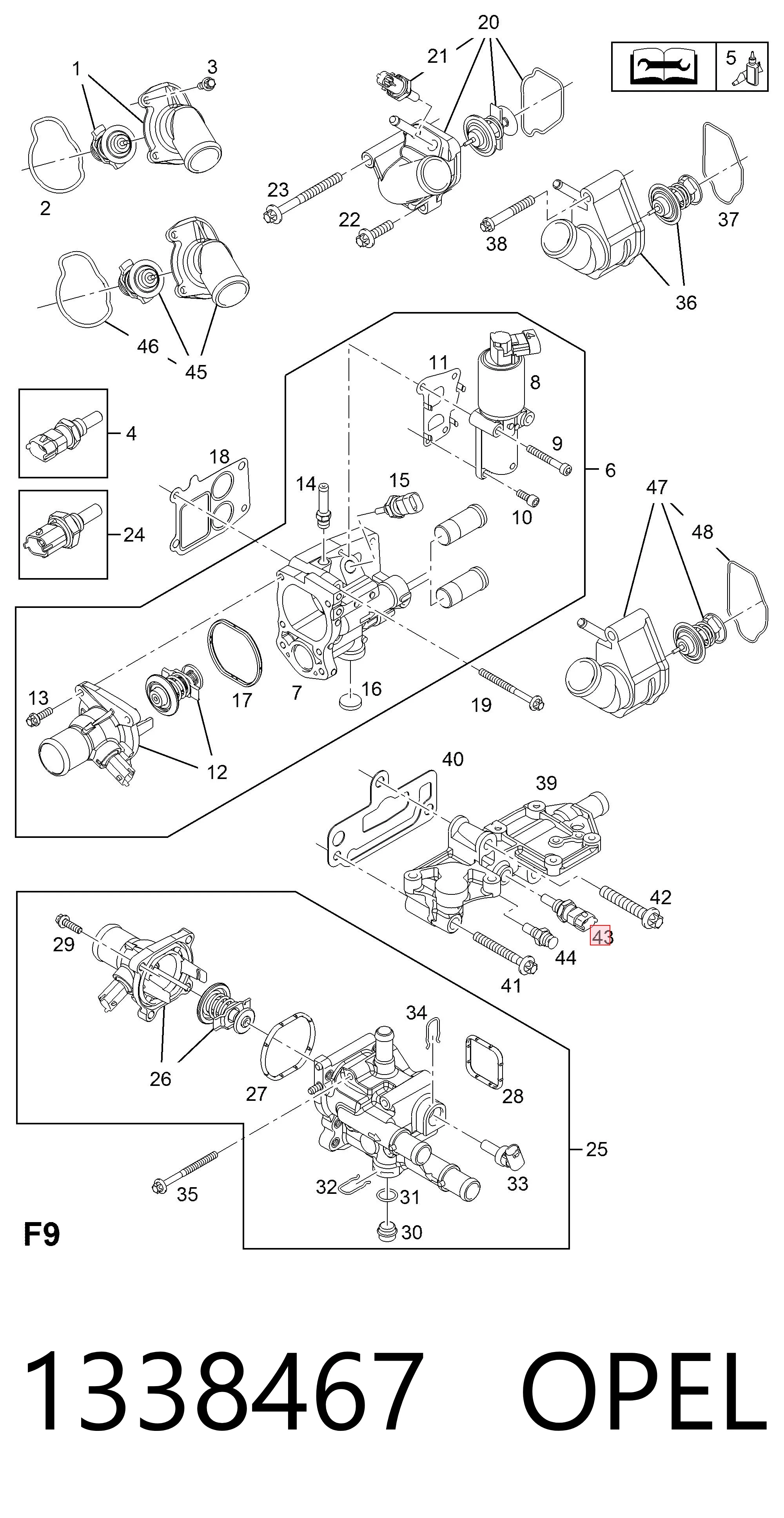 1338467 Opel Czujnik temperatury płynu chłodzącego
