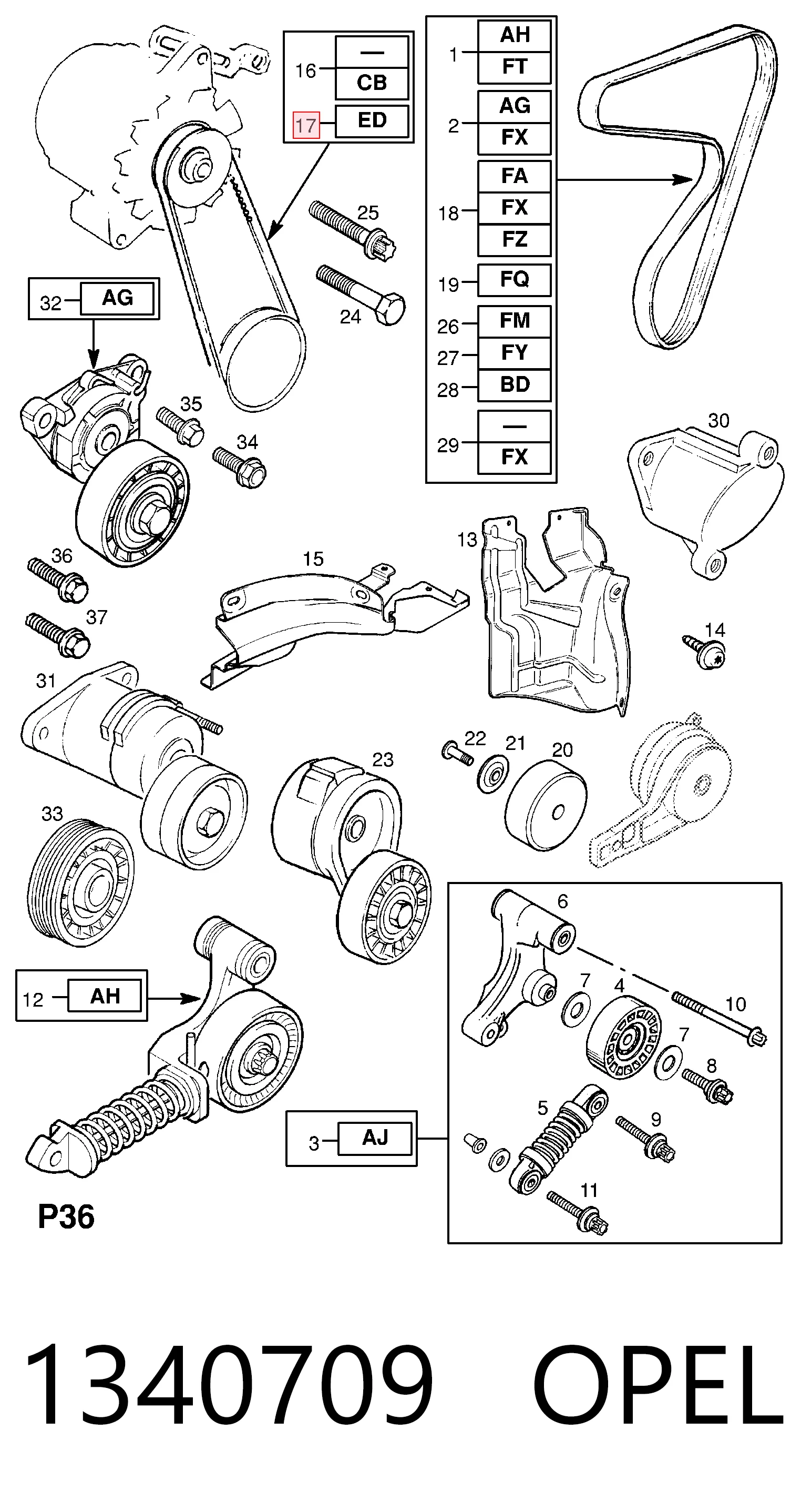 1340713 General Motors Pas napędowy mechanizmów