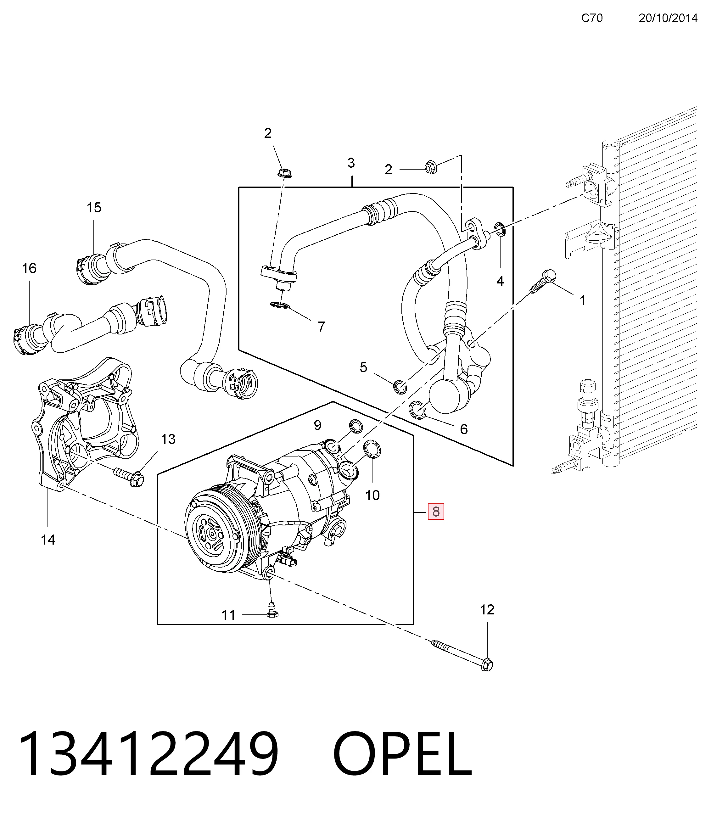 13412249 Opel Sprężarka klimatyzacji