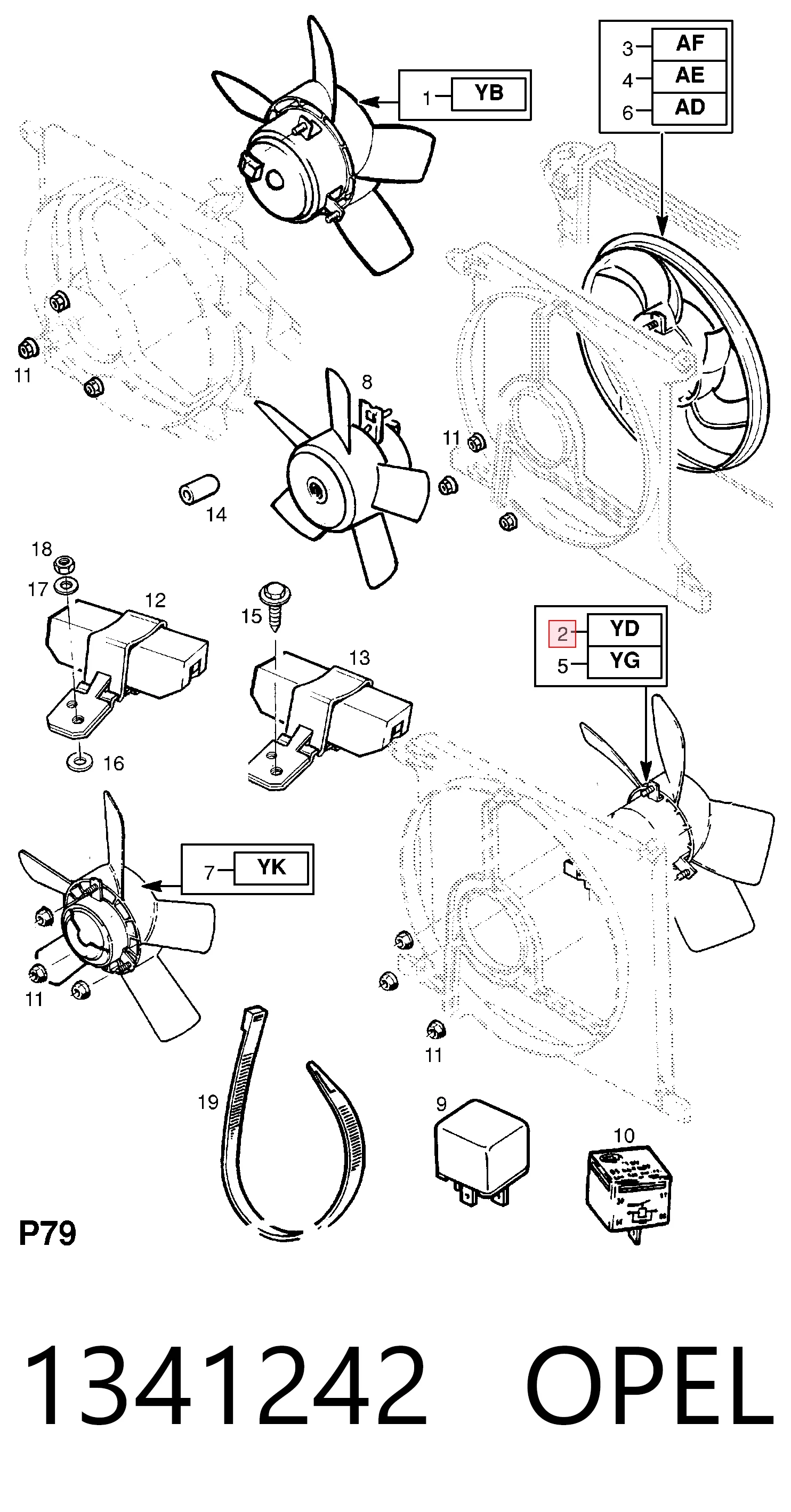  Wentylator elektryczny układu chłodzenia kompletny (silnik+wirnik) Opel Astra 