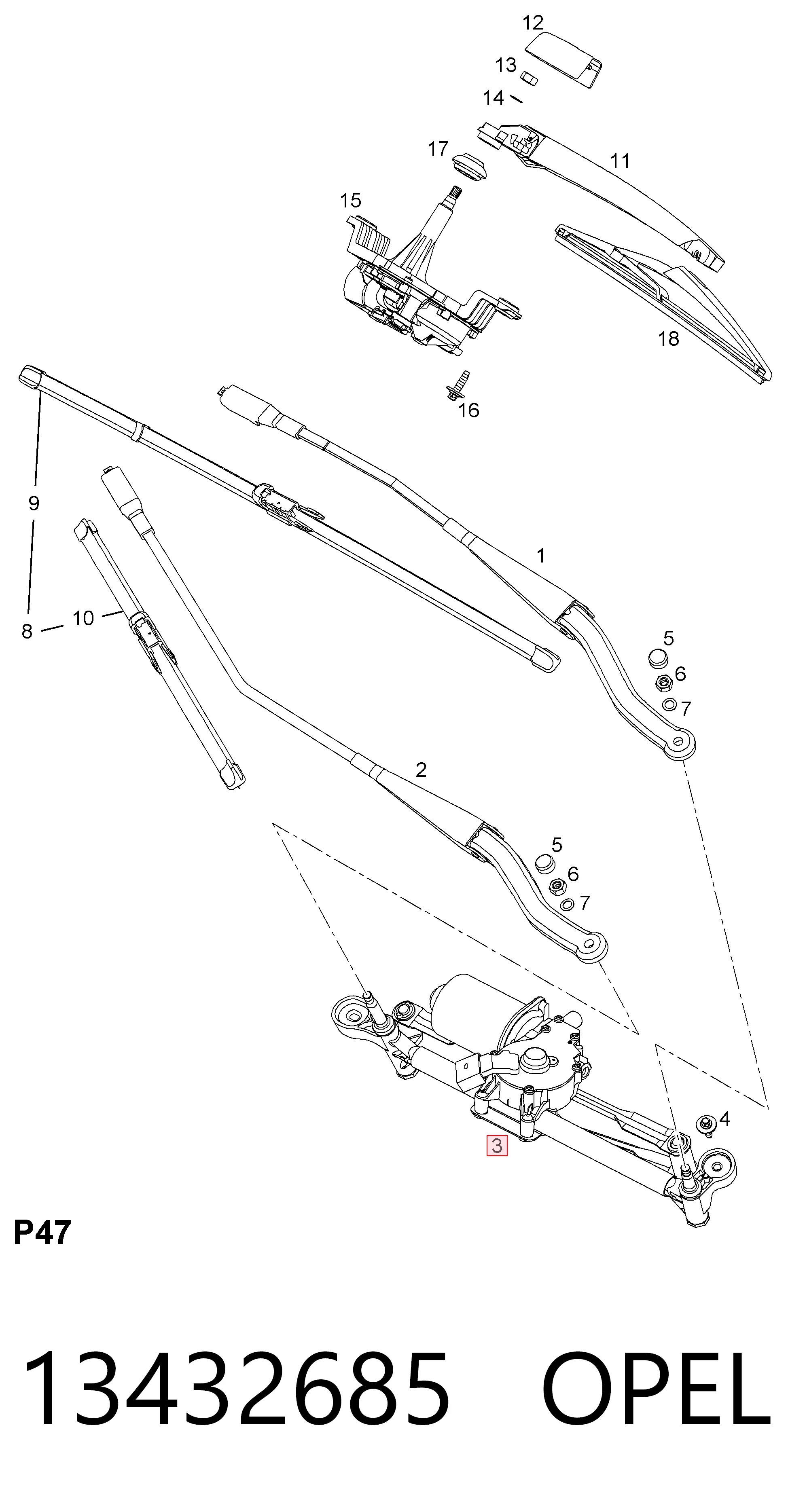 Do koszyka Mechanizm wycieraczek Opel Corsa E X15