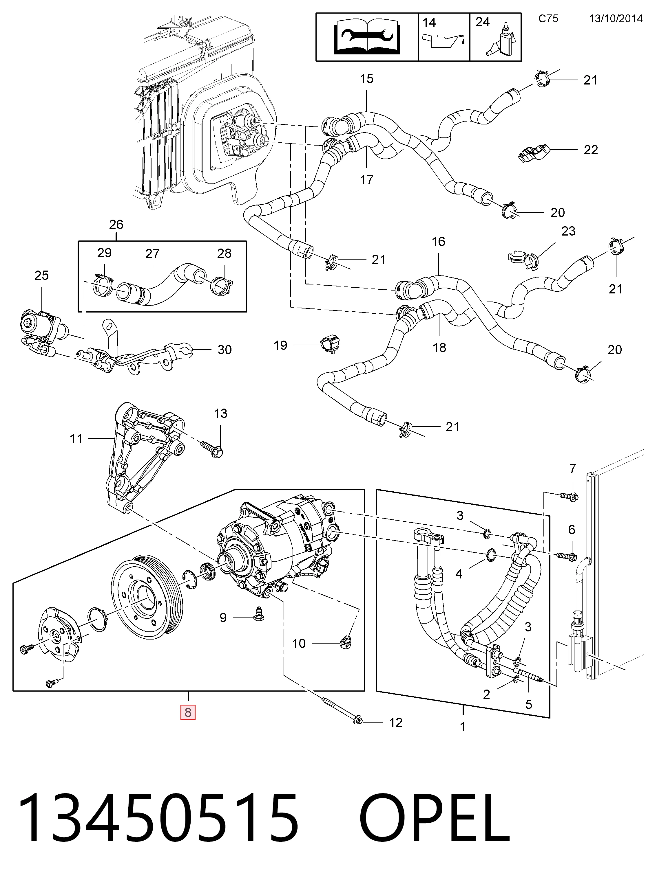 13450515 Opel Sprężarka klimatyzacji