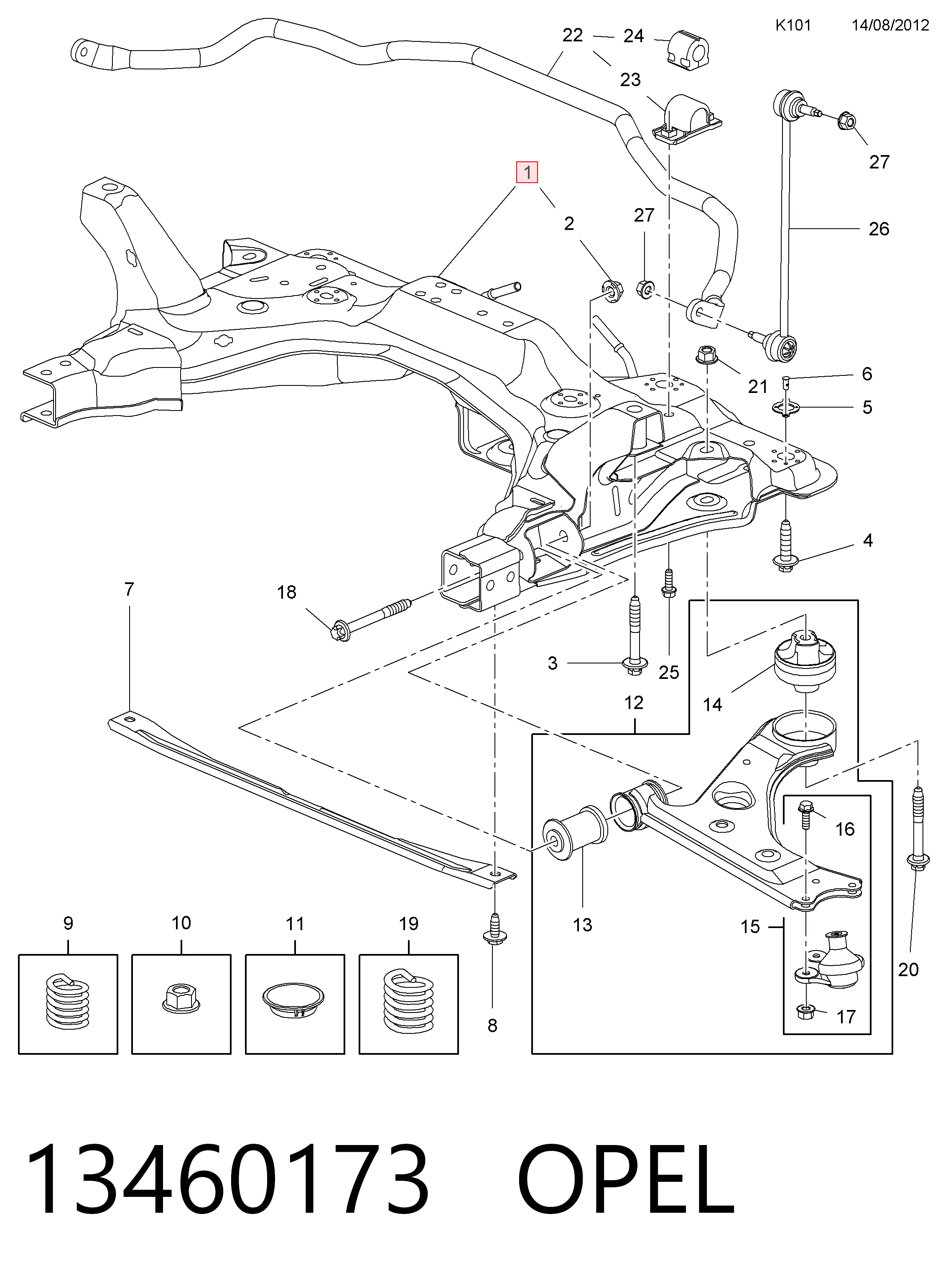 Korpus osi przedniej Opel Corsa E hatchback (X15) (2014 - 2026) cena, od 280,55 USD