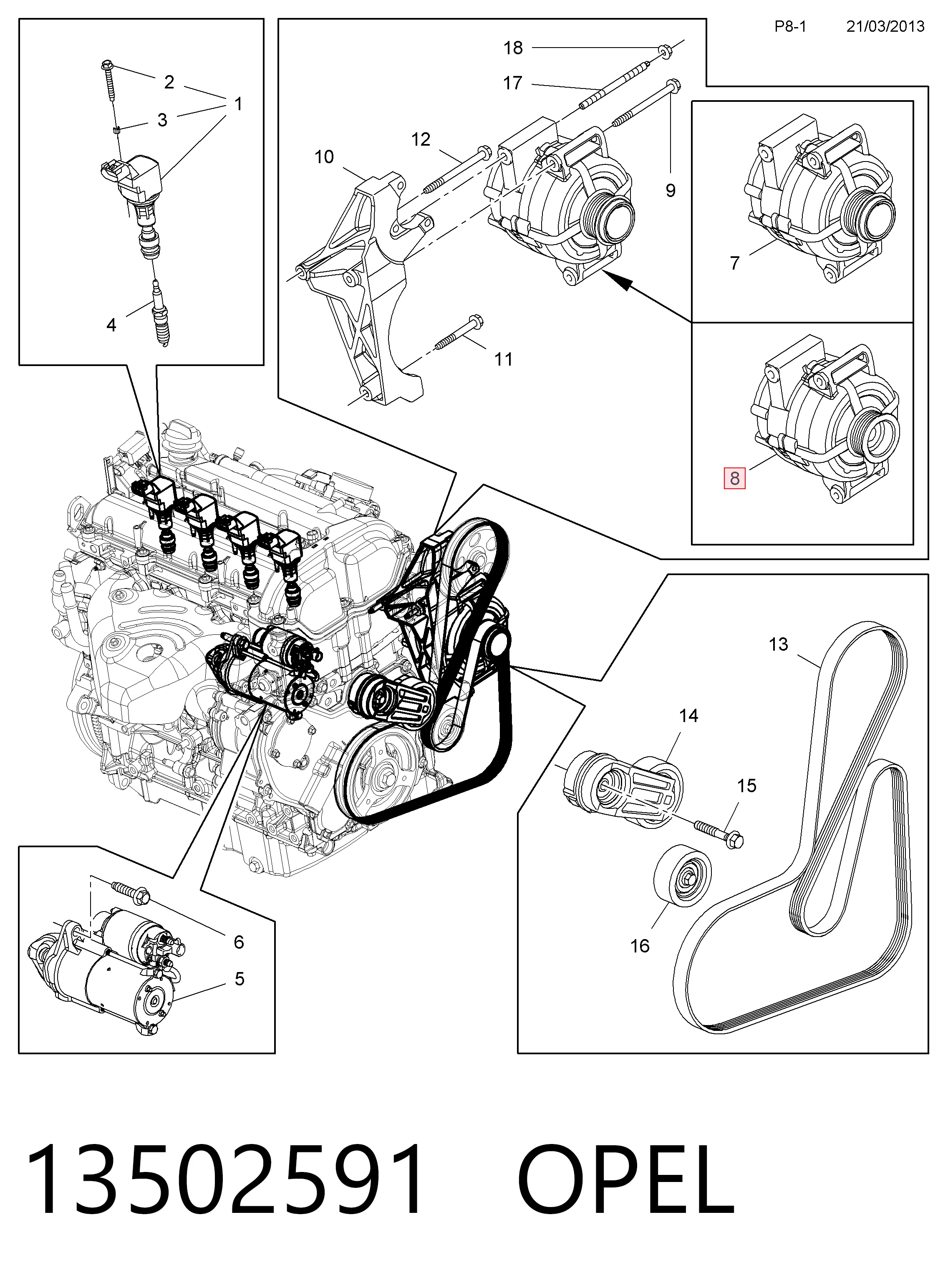 Alternator 13588329 Peugeot/Citroen